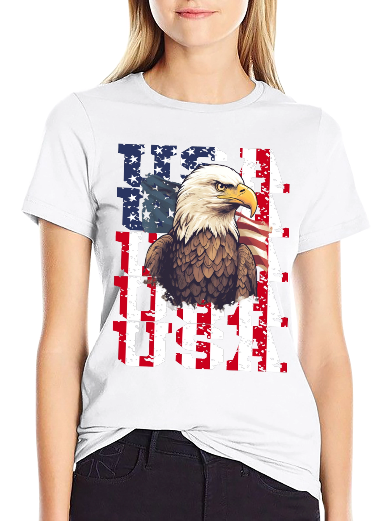 Patriotic Eagle USA Flag Graphic Tee
