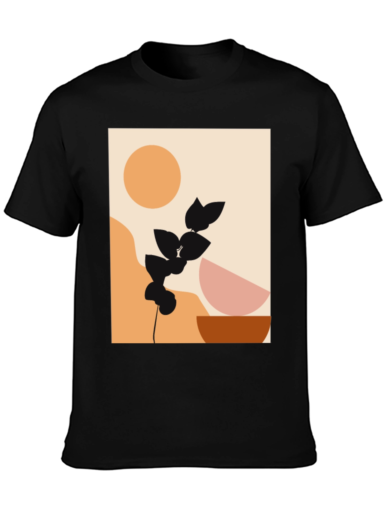 Modern Abstract Graphic Print Black T-Shirt