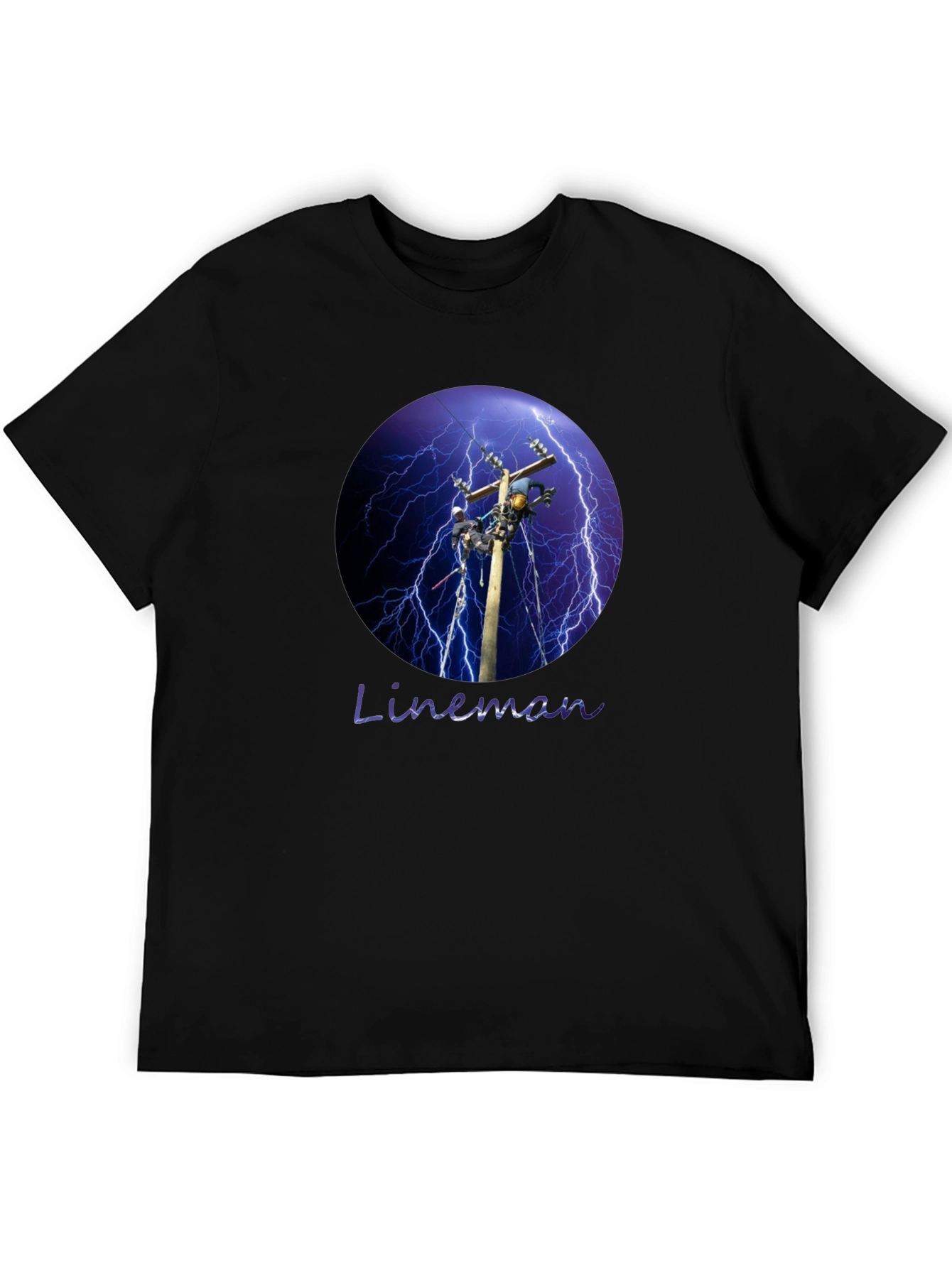 Lineman Lightning Storm Black T-Shirt