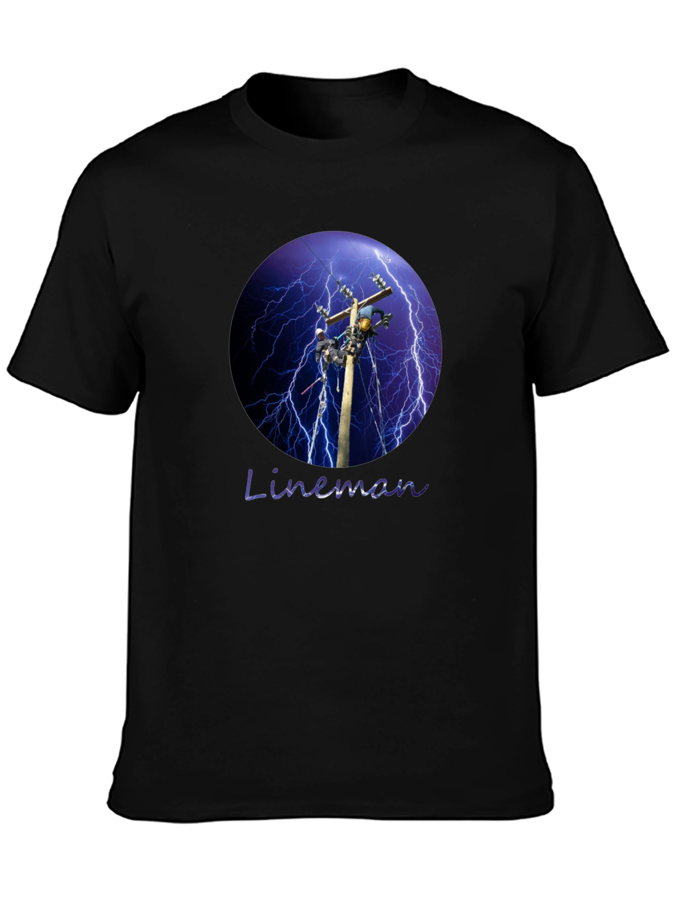 Lineman Lightning Storm Black T-Shirt