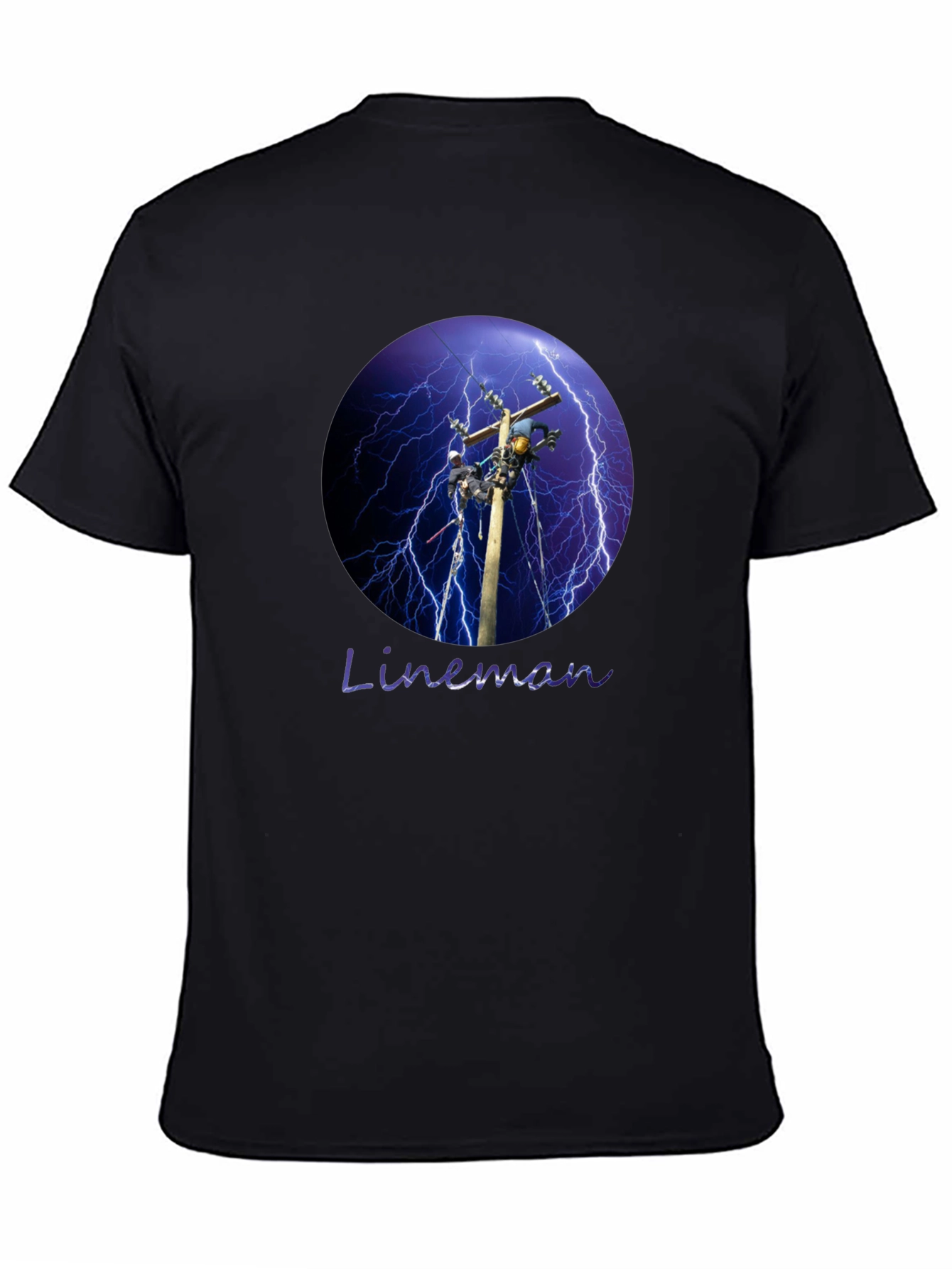 Lineman Lightning Storm Black T-Shirt