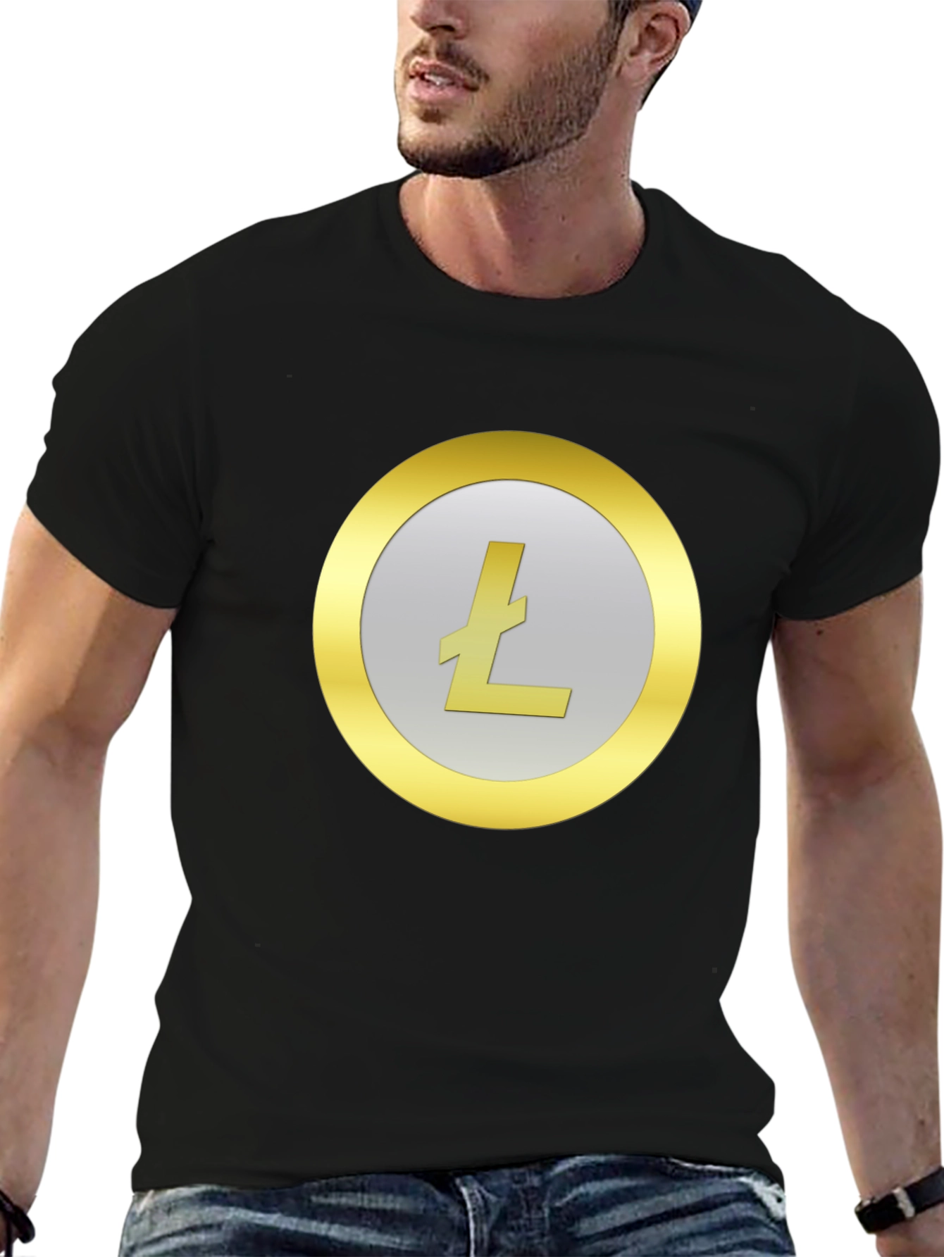 Litecoin Crypto Logo Black T-Shirt