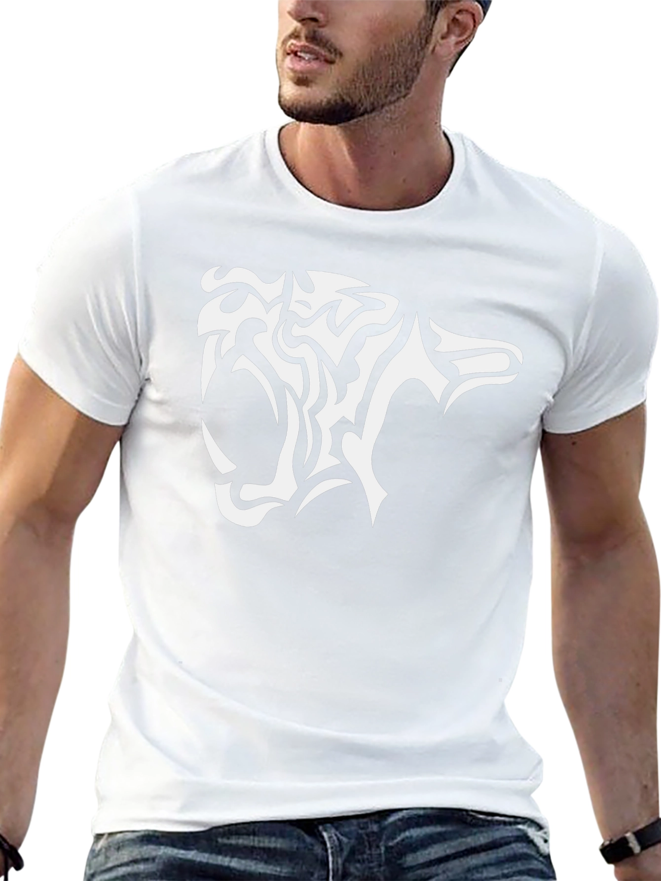 Black T-Shirt with Tiger Head Design