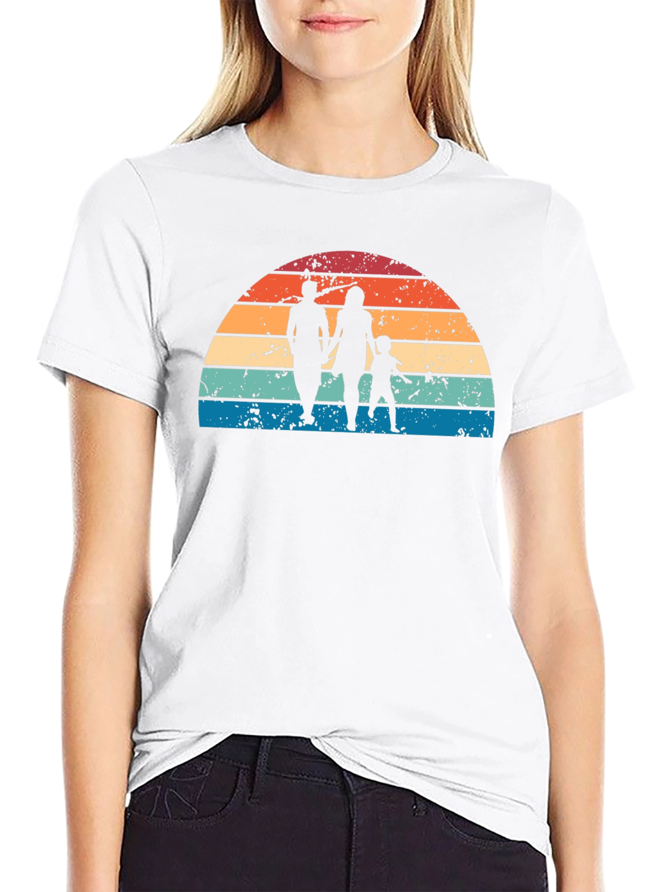 Retro Family Silhouette Graphic Tee