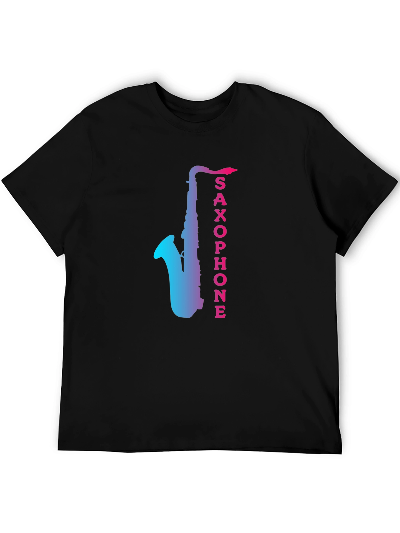 Saxophone Gradient Graphic Mens Black T-Shirt