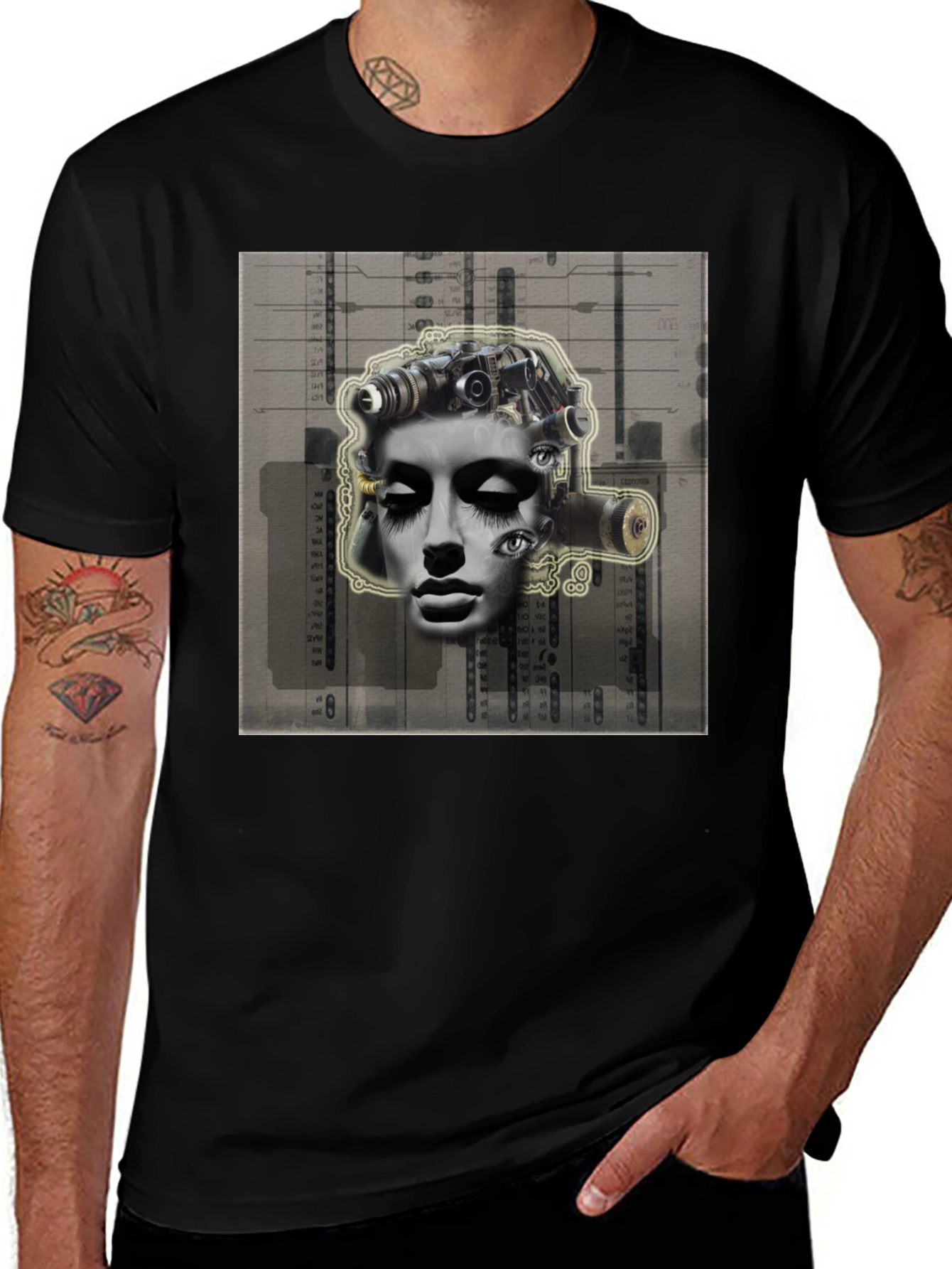 Surreal Face Graphic Tee - Unique Art Print