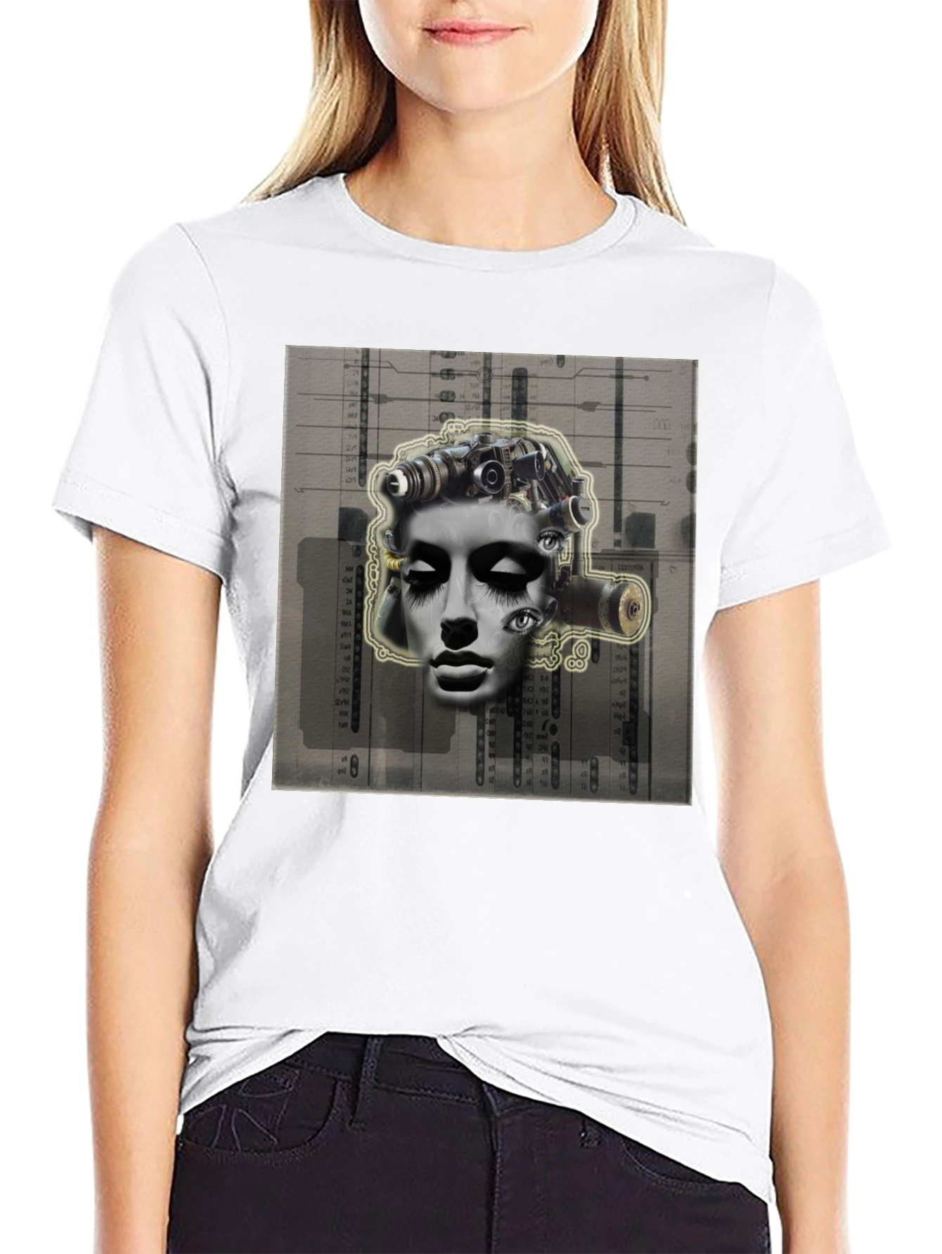 Surreal Face Graphic Tee - Unique Art Print