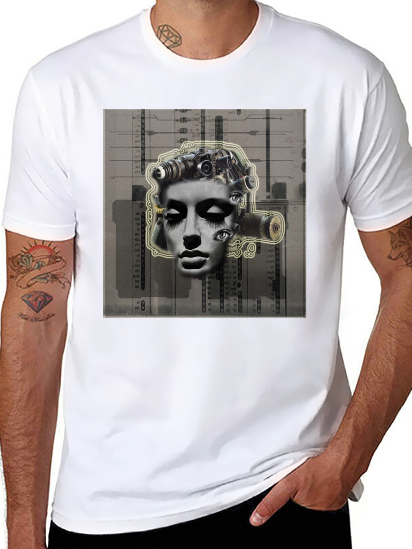Surreal Face Graphic Tee - Unique Art Print