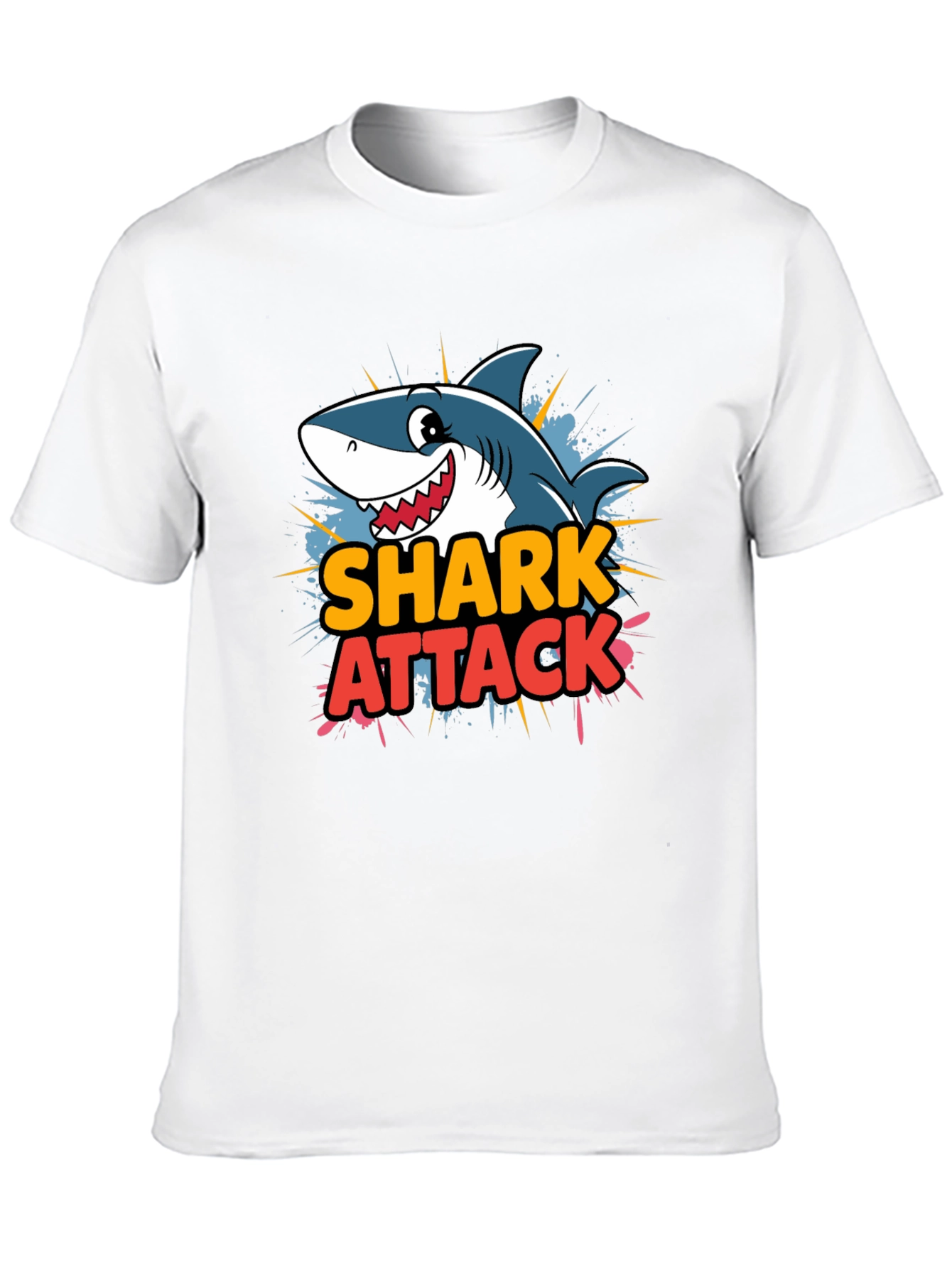 Shark Attack Cartoon Graphic T-Shirt