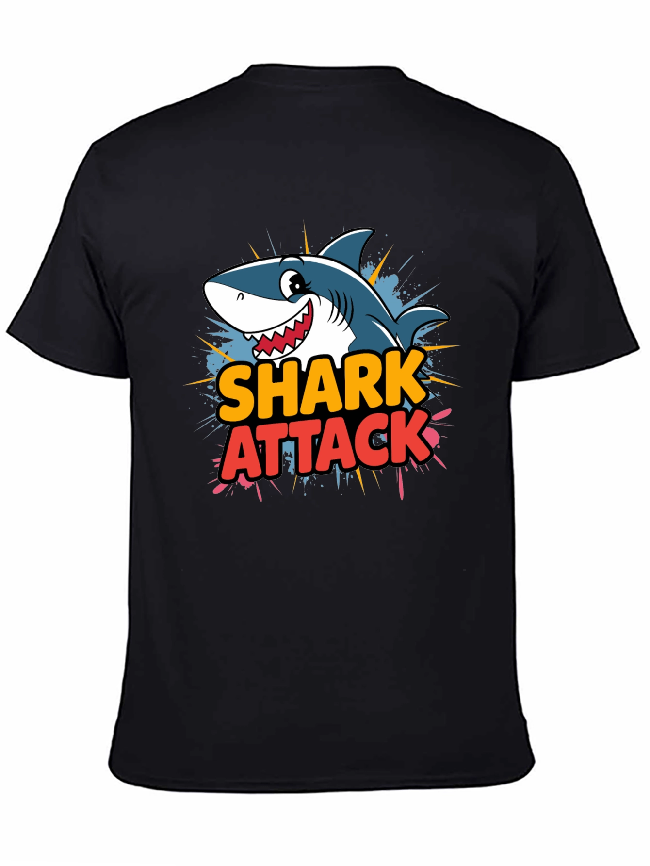 Shark Attack Cartoon Graphic T-Shirt