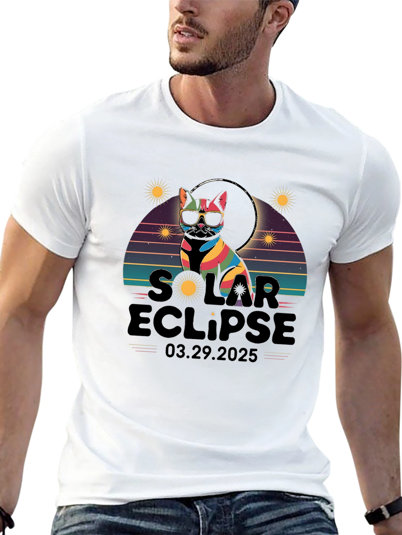 Solar Eclipse Cat T-Shirt - March 29 2025