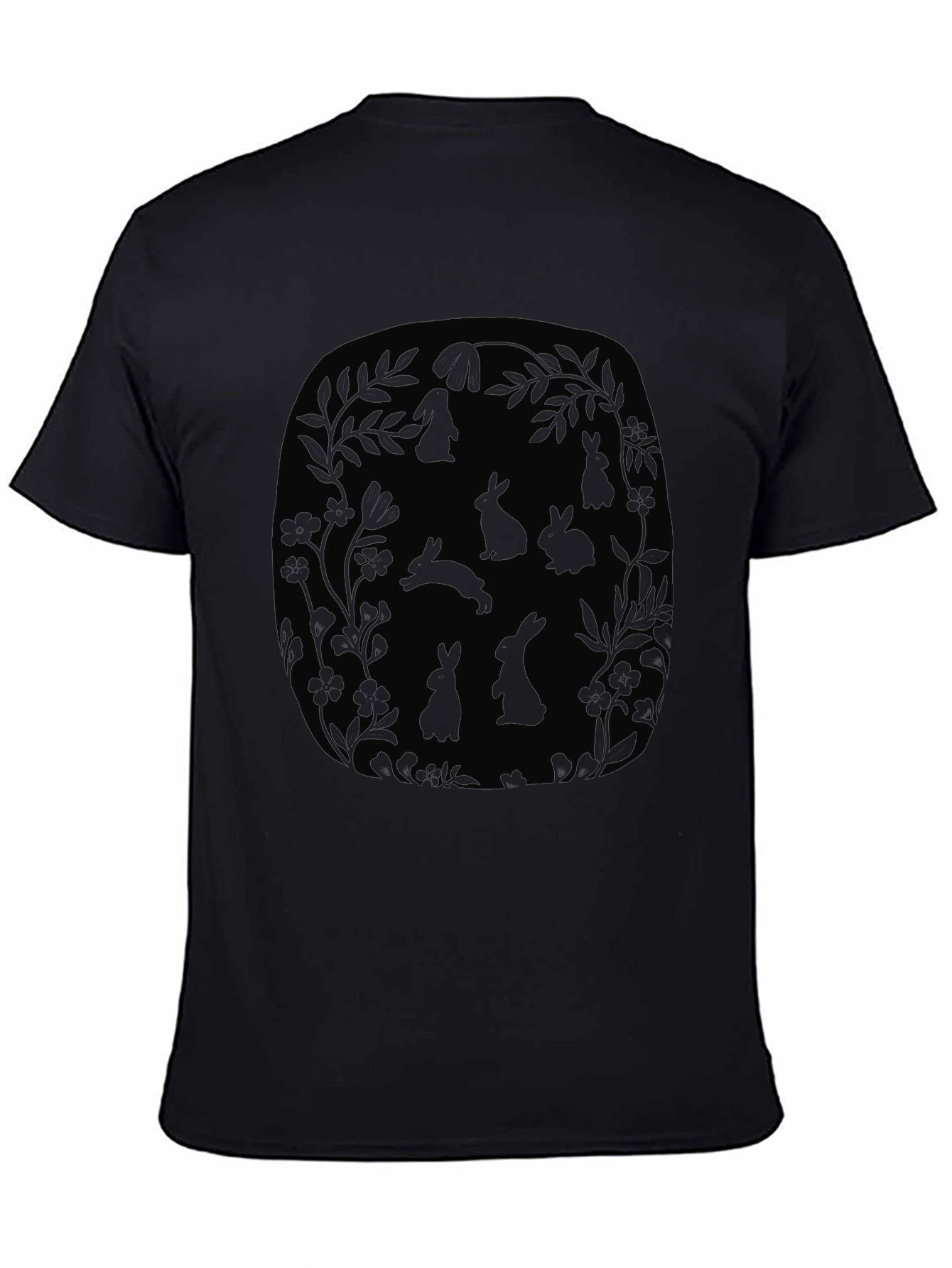 Bunny Floral Graphic Tee - Mens Black T-Shirt