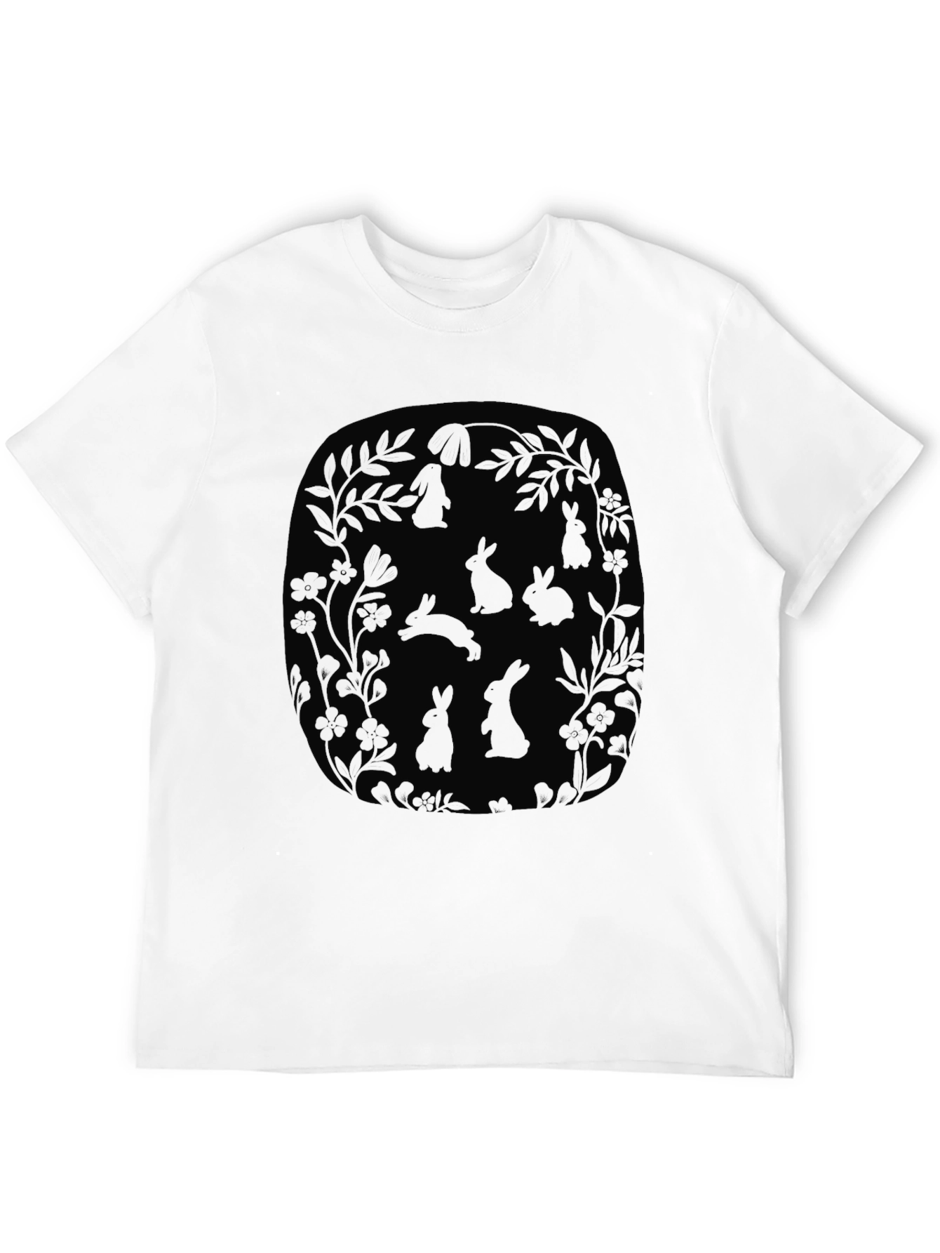Bunny Floral Graphic Tee - Mens Black T-Shirt