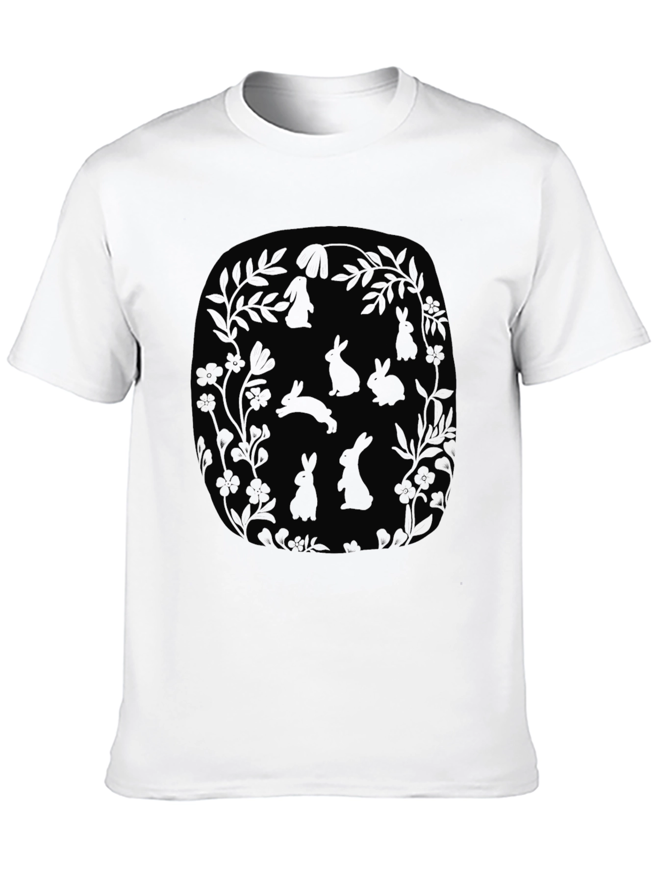 Bunny Floral Graphic Tee - Mens Black T-Shirt