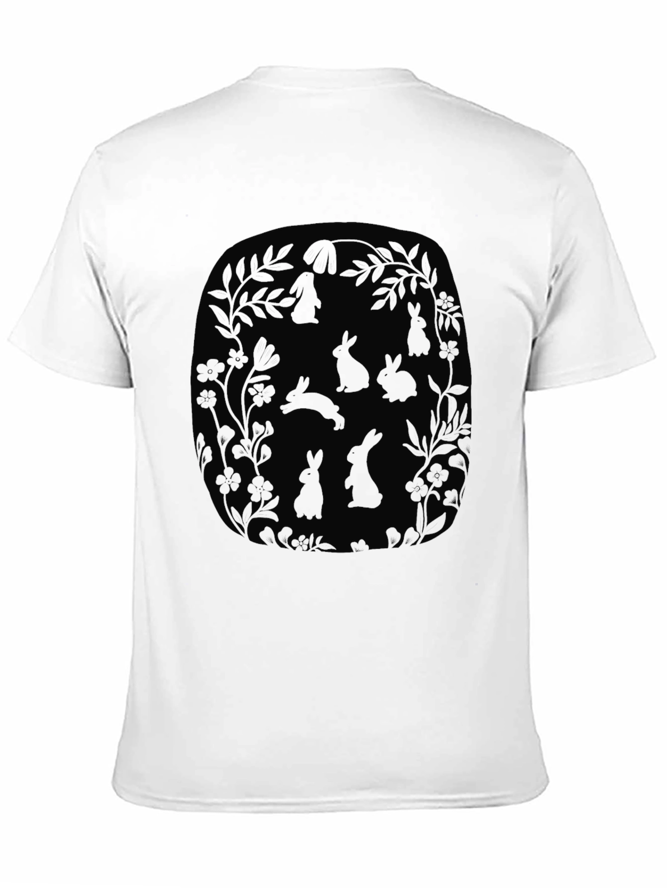 Bunny Floral Graphic Tee - Mens Black T-Shirt