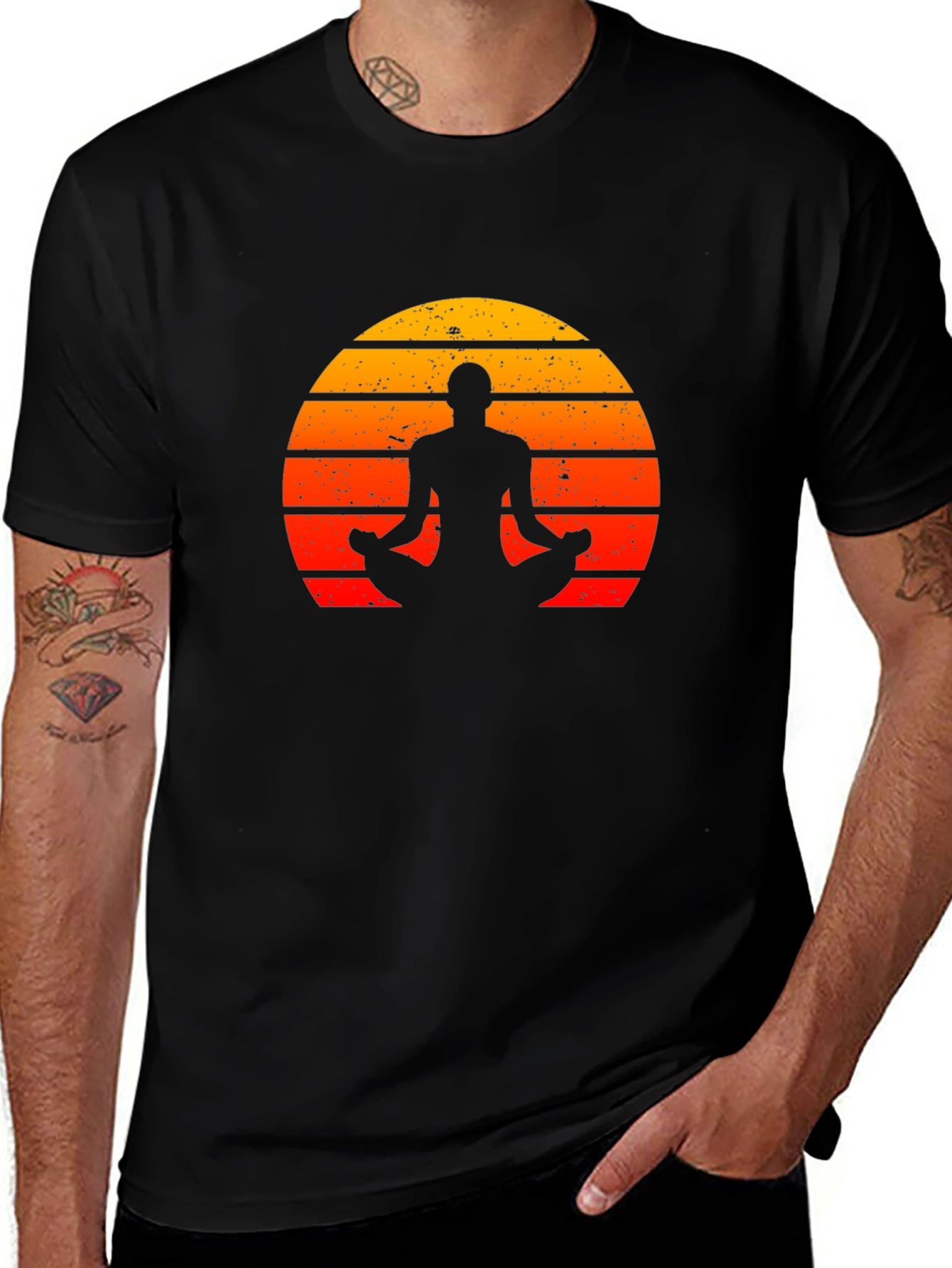 Yoga Silhouette Sunset Graphic T-Shirt