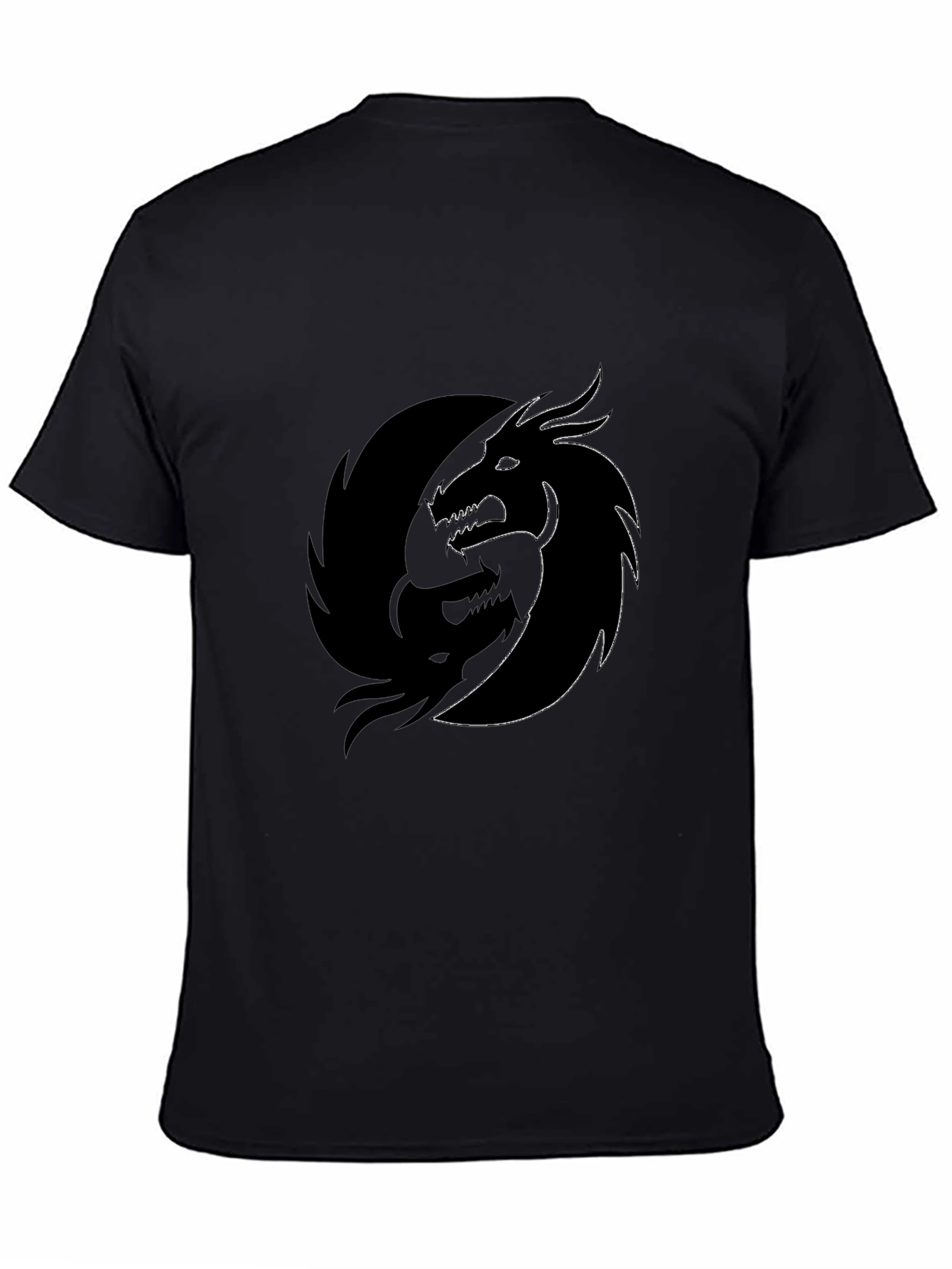 Yin Yang Dragon Graphic Tee - Black Crew Neck