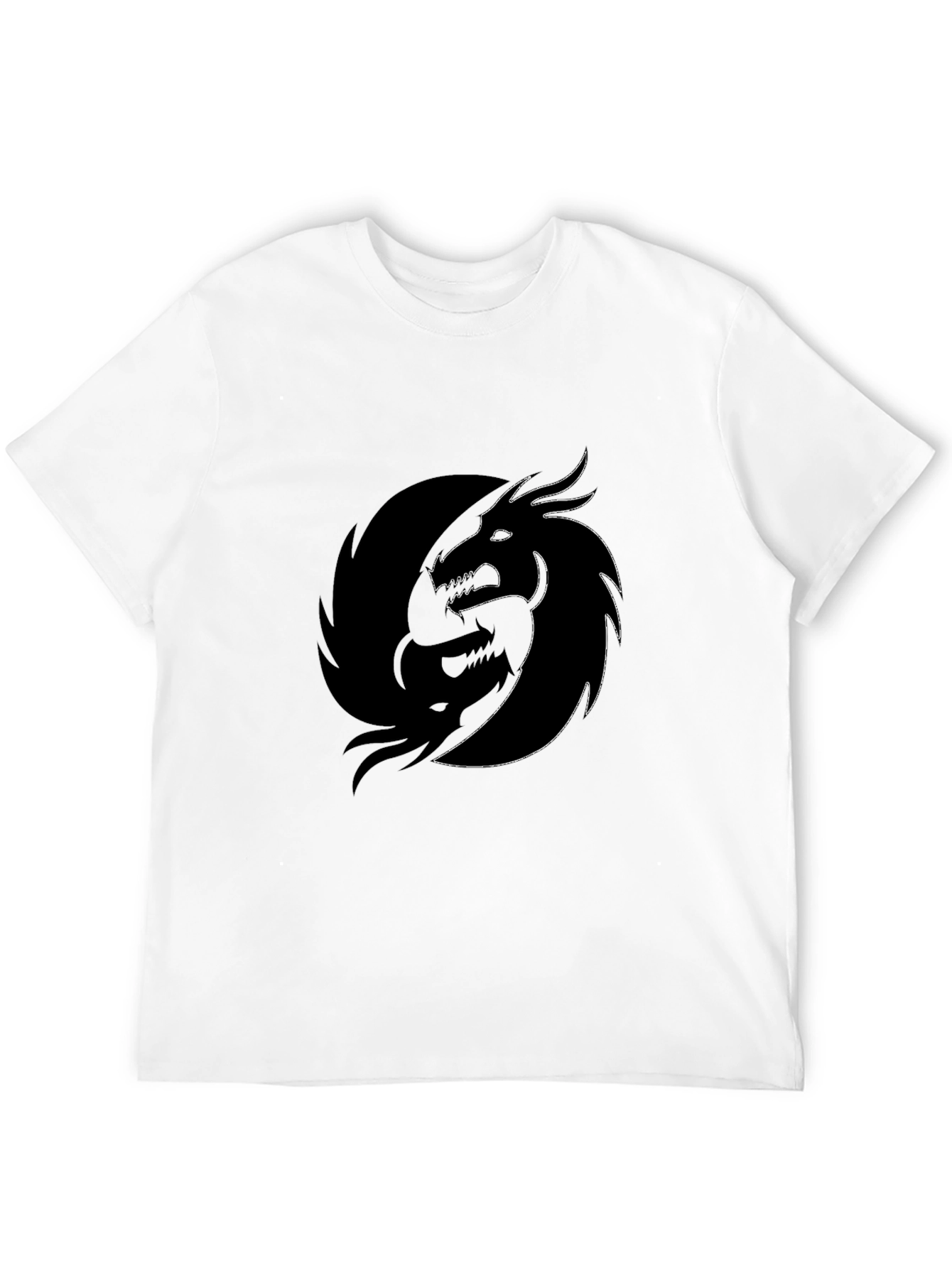 Yin Yang Dragon Graphic Tee - Black Crew Neck
