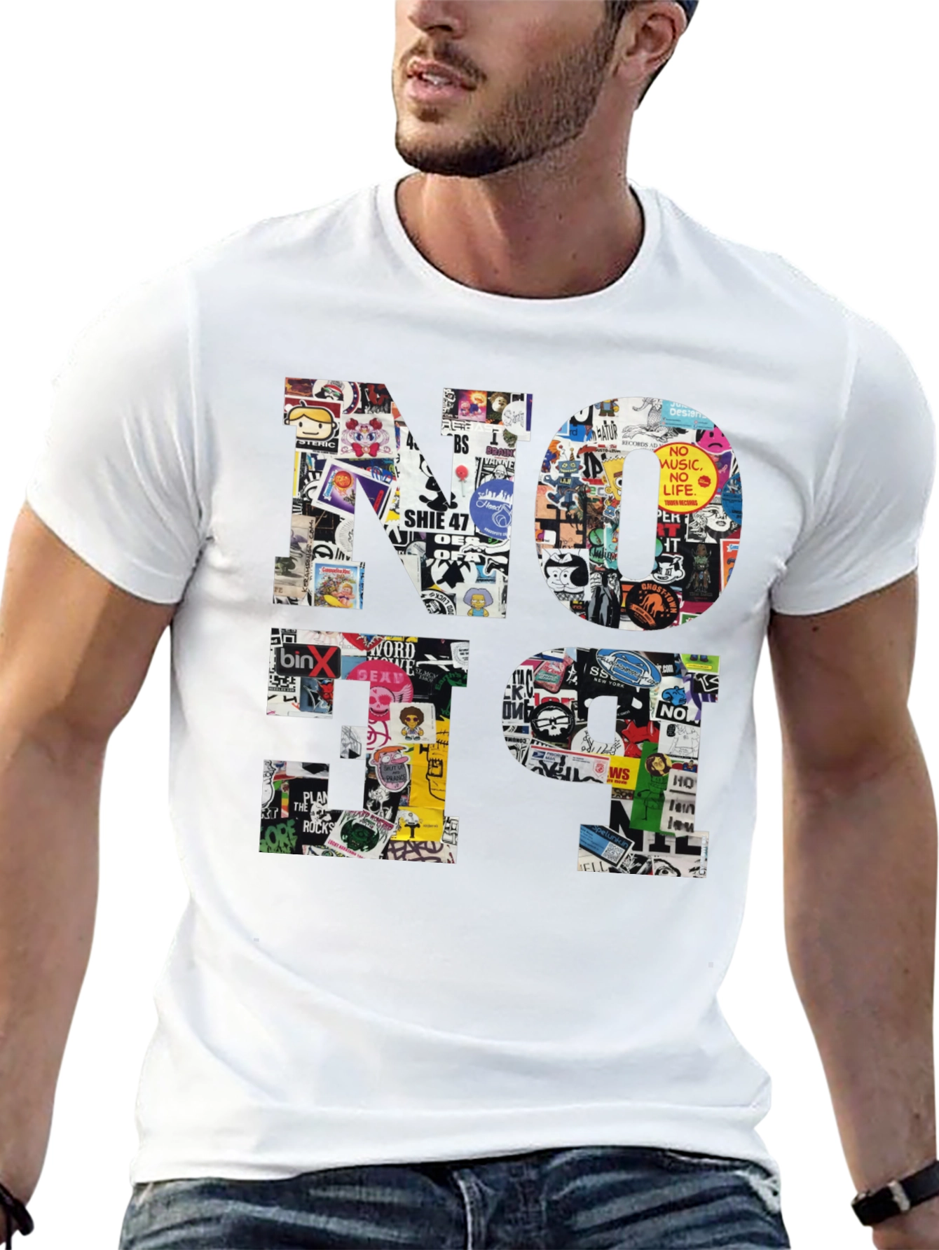 No Future Sticker Collage Graphic Tee