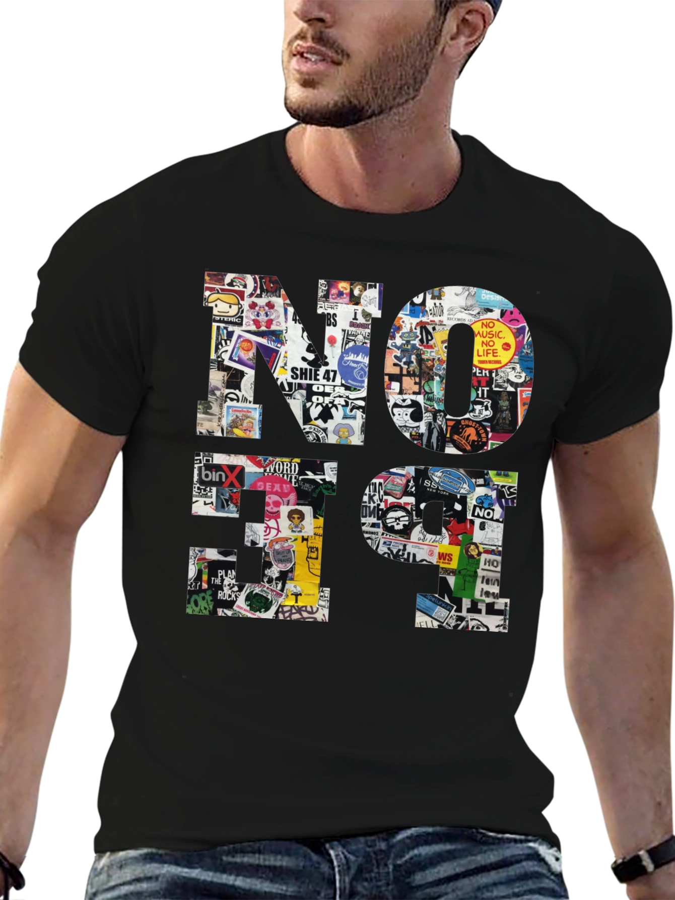 No Future Sticker Collage Graphic Tee