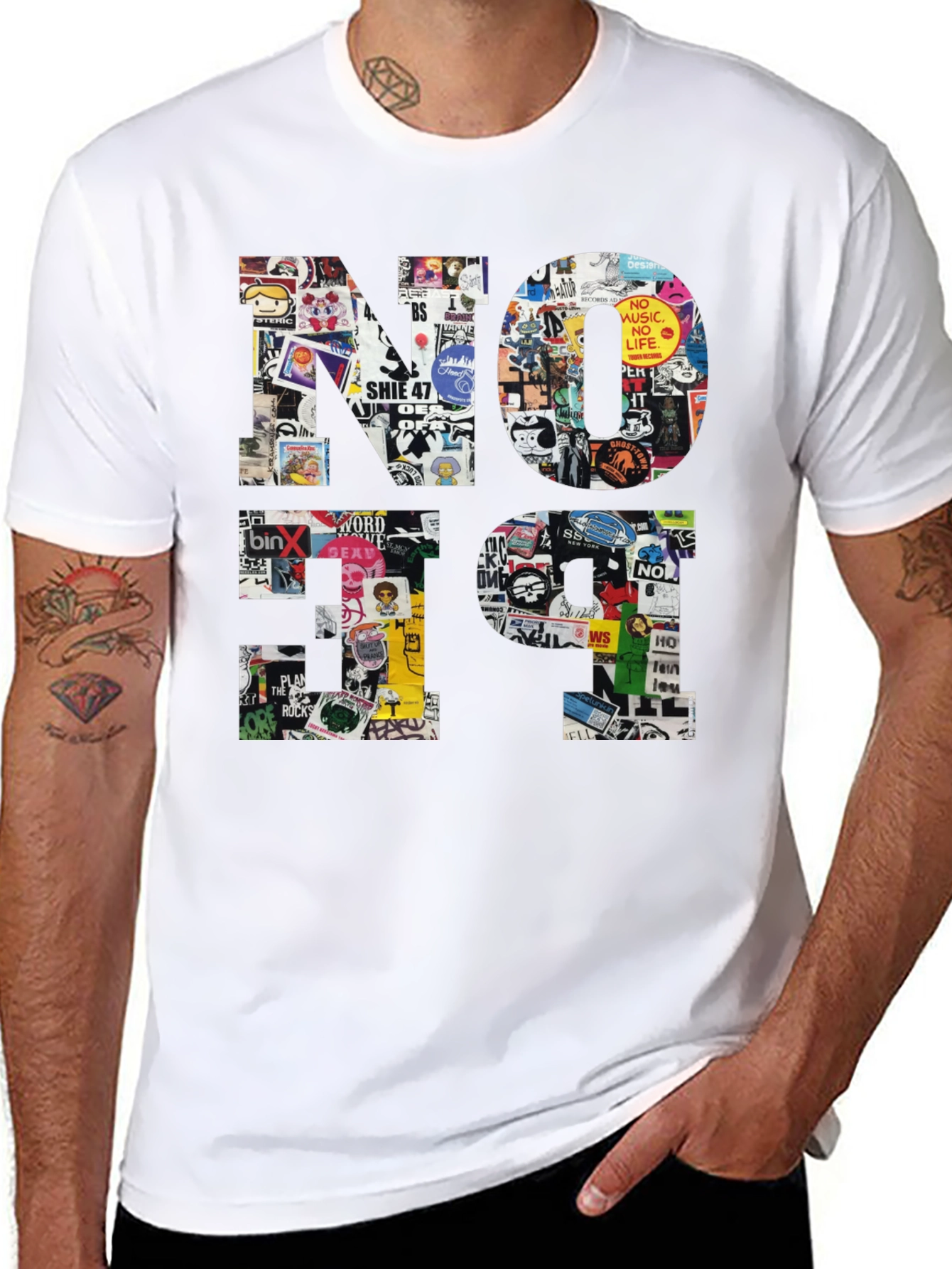 No Future Sticker Collage Graphic Tee