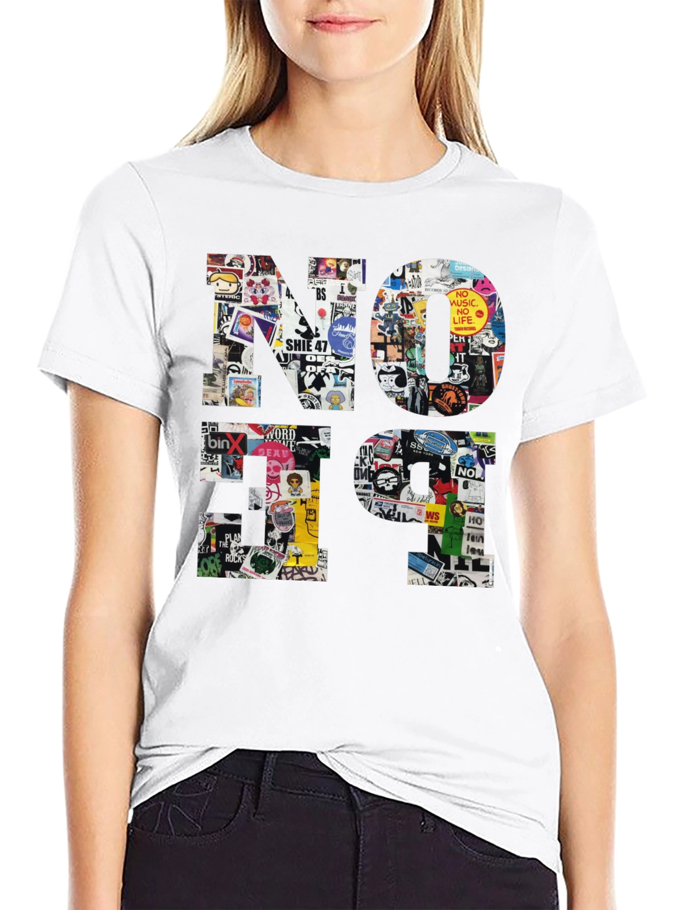No Future Sticker Collage Graphic Tee