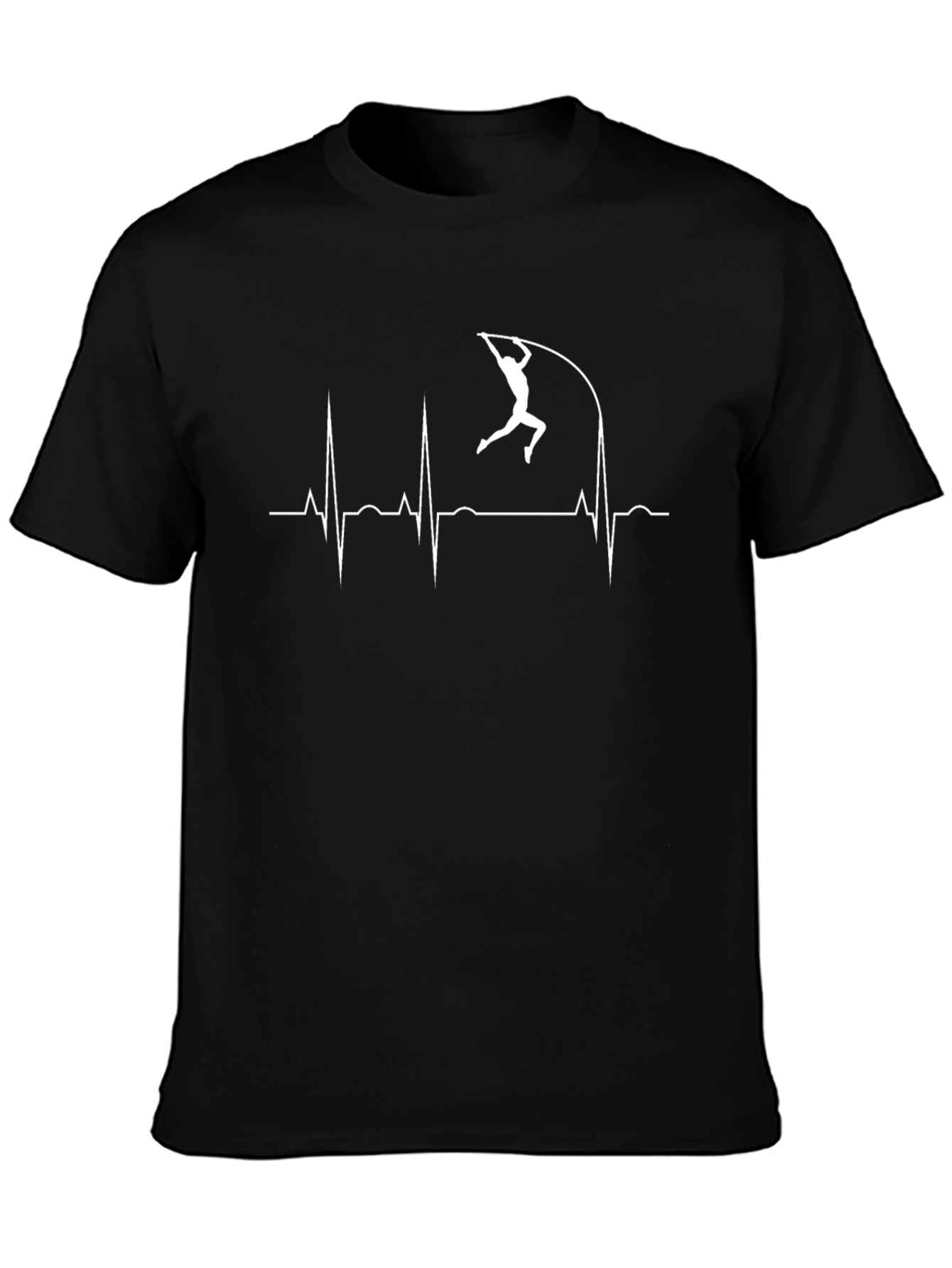 Pole Vault Heartbeat T-Shirt - Black Sporty