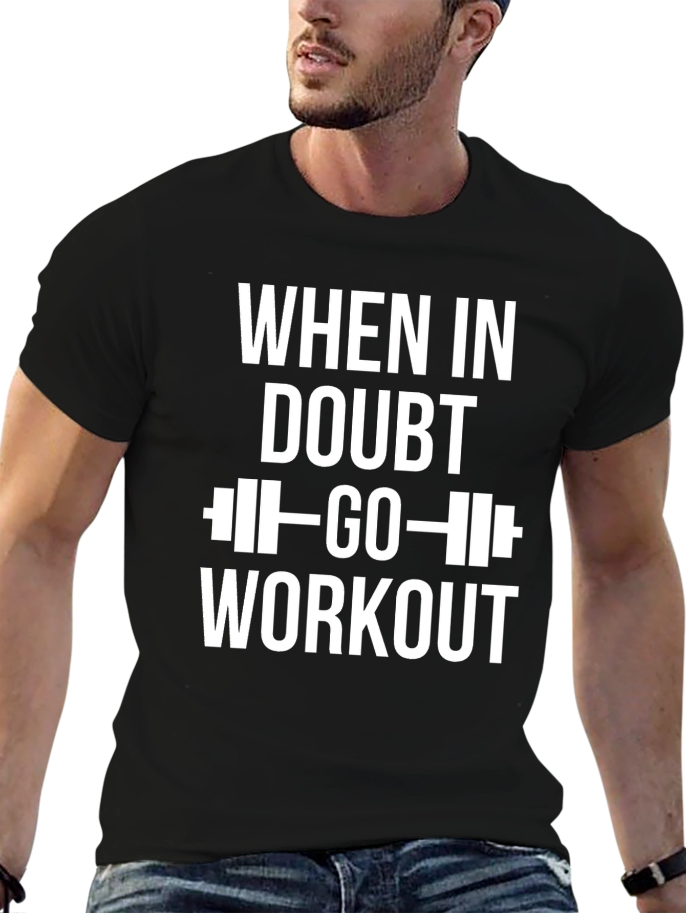 When in Doubt Workout Black Graphic Tee