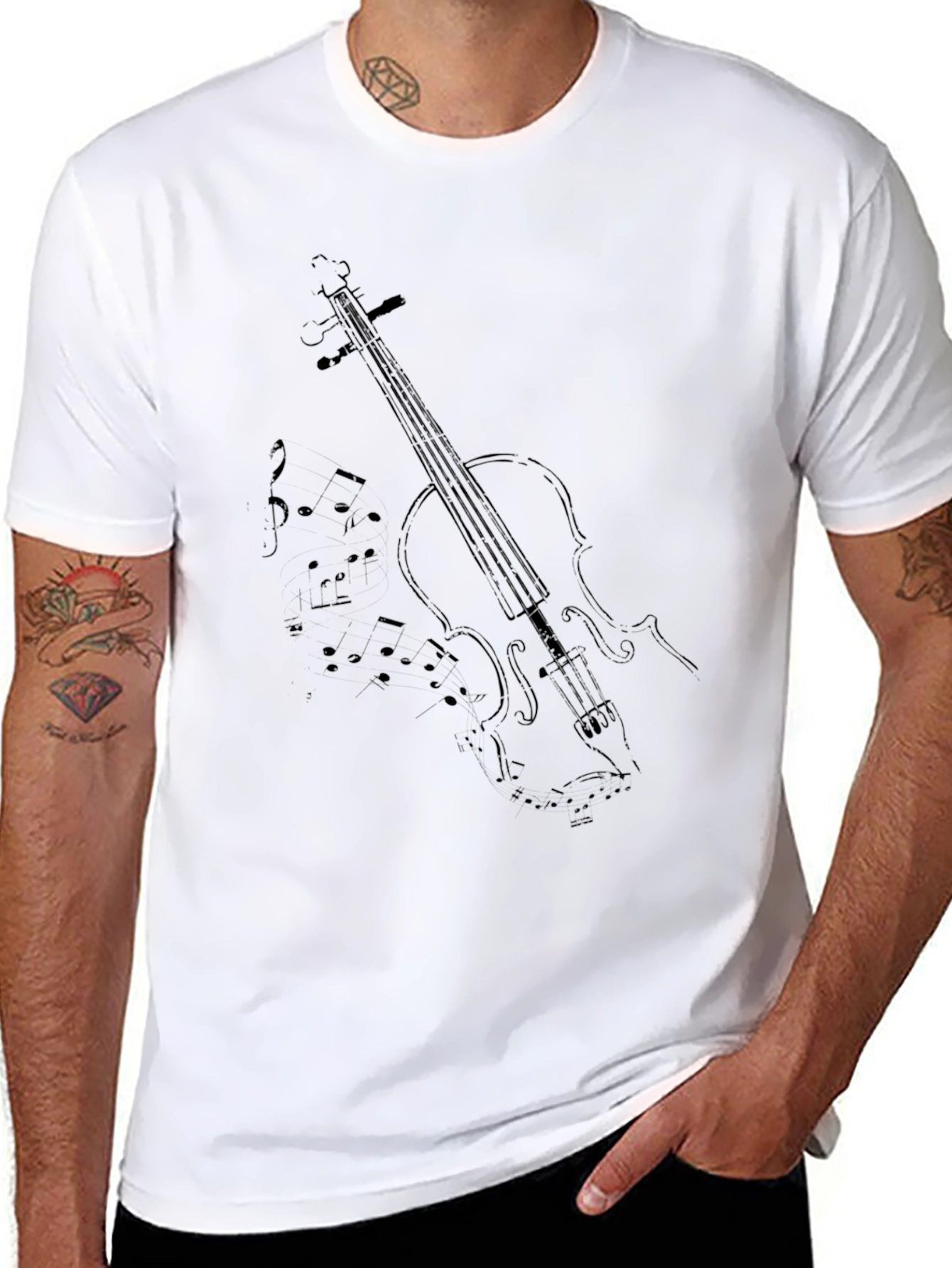 Violin Graphic Tee - Musicians Black T-Shirt