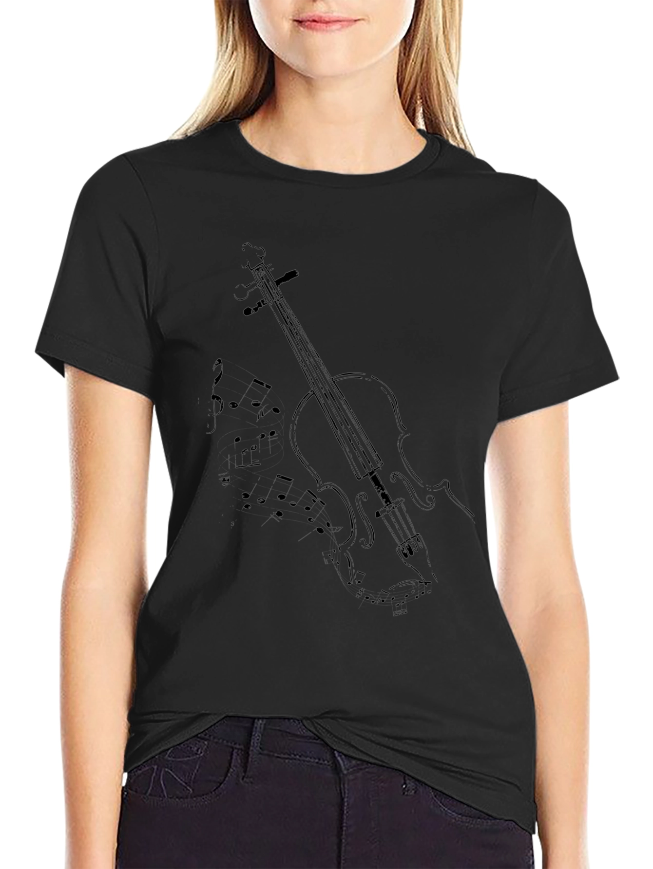 Violin Graphic Tee - Musicians Black T-Shirt