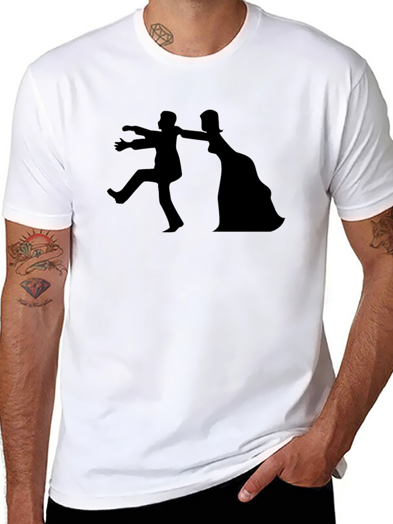 Funny Zombie Bride Groom T-Shirt - Black