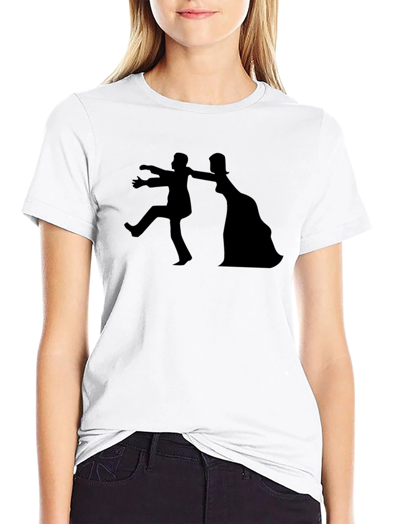 Funny Zombie Bride Groom T-Shirt - Black