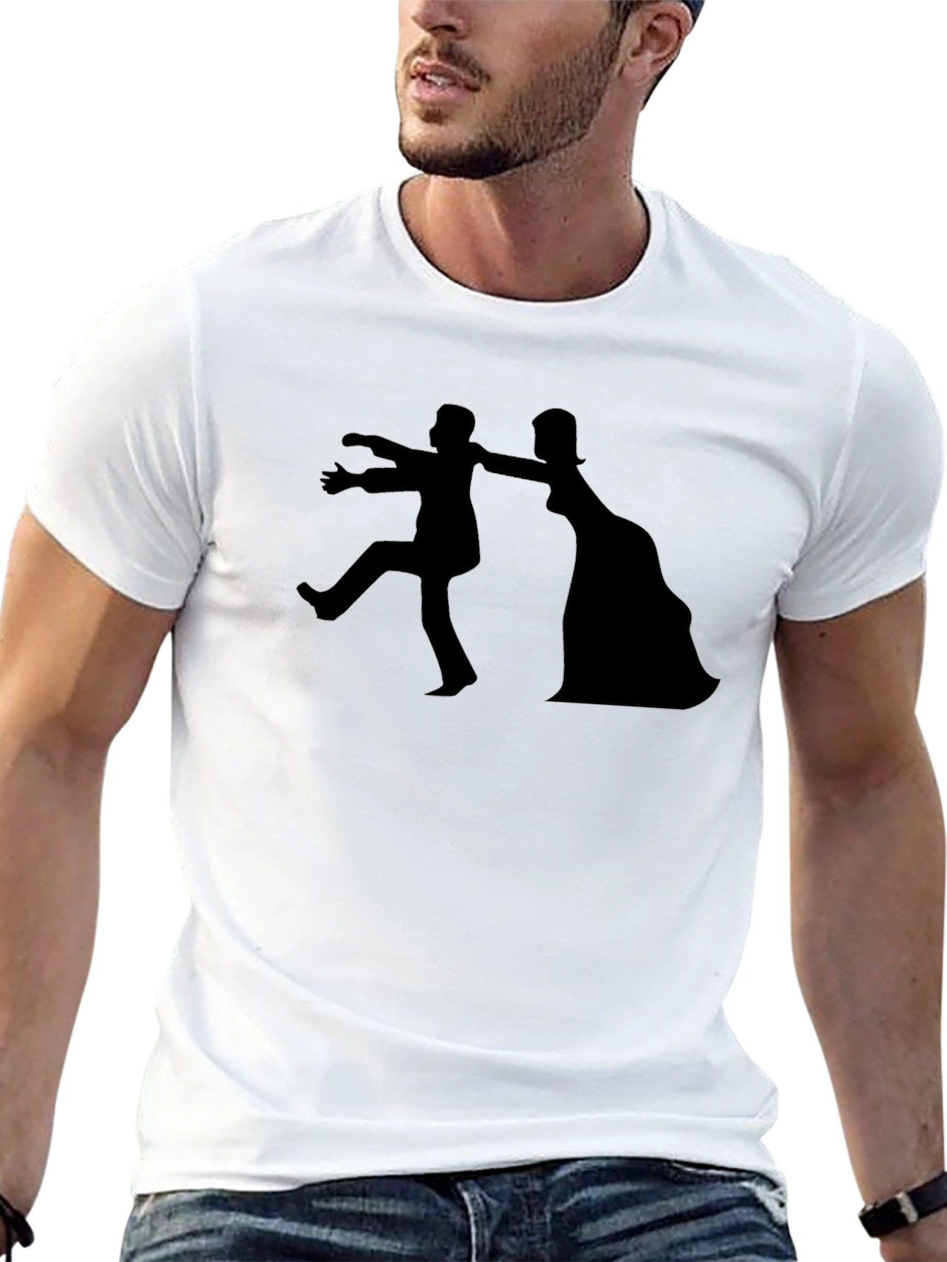Funny Zombie Bride Groom T-Shirt - Black