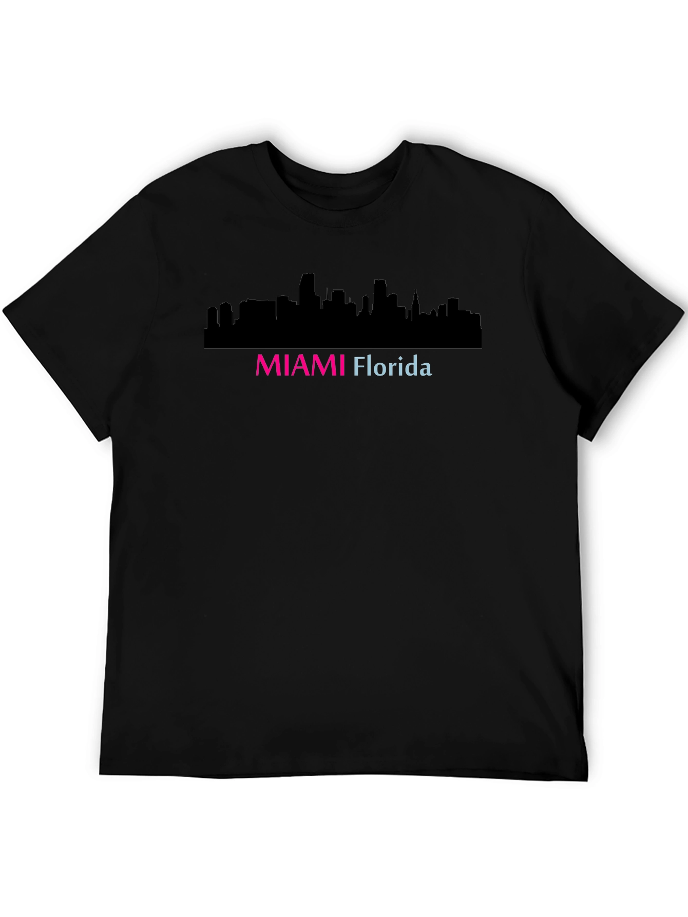 Miami Florida Skyline Black T-Shirt