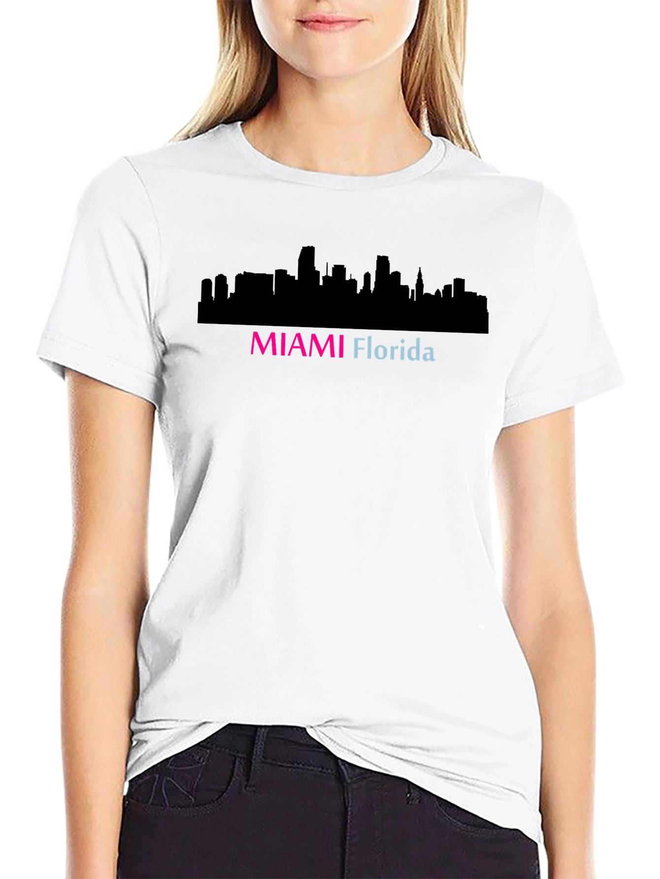 Miami Florida Skyline Black T-Shirt