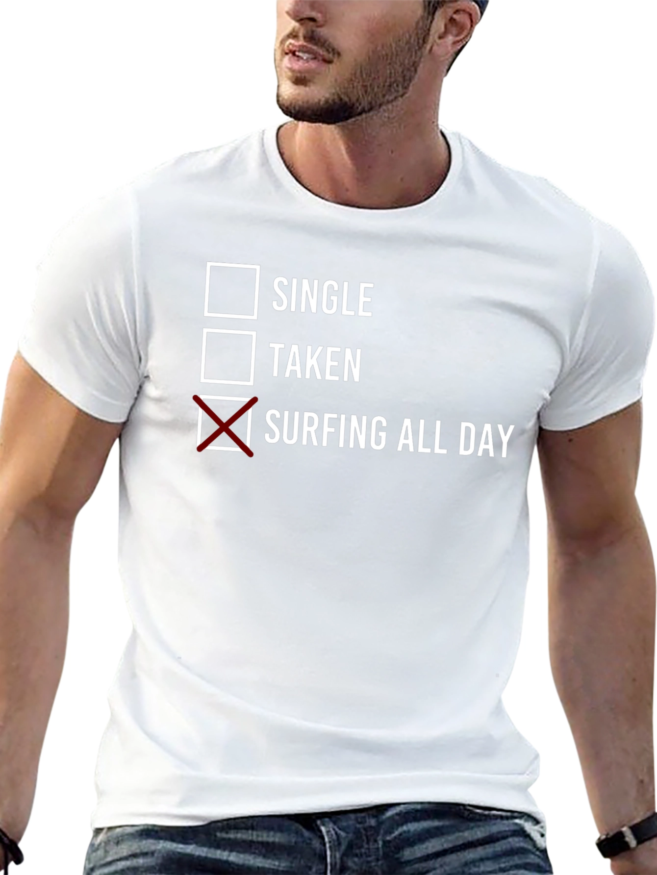 Surfing All Day Graphic Tee - Black Cotton T-Shirt