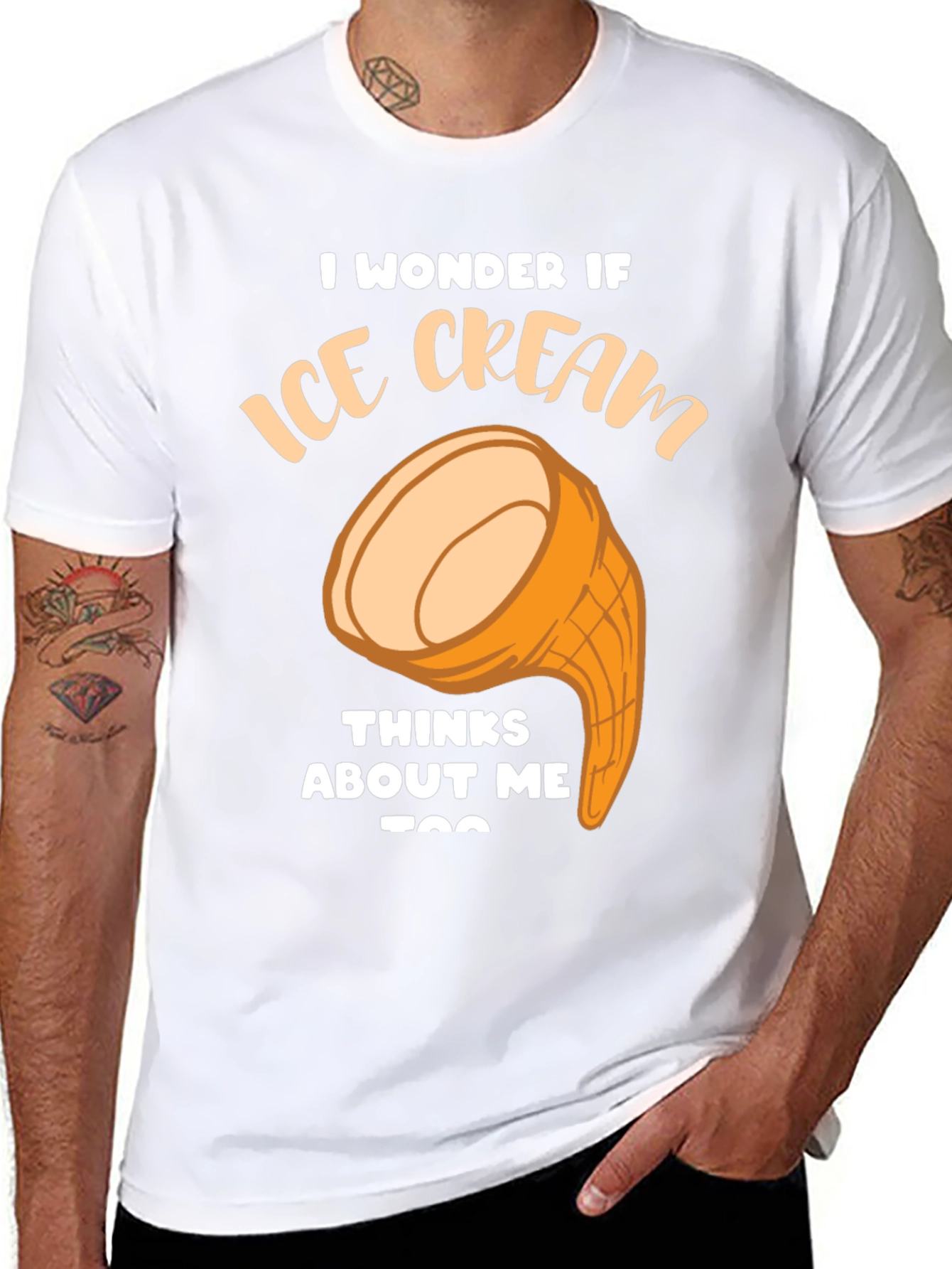 Ice Cream Thinks About Me Funny Graphic T-Shirt