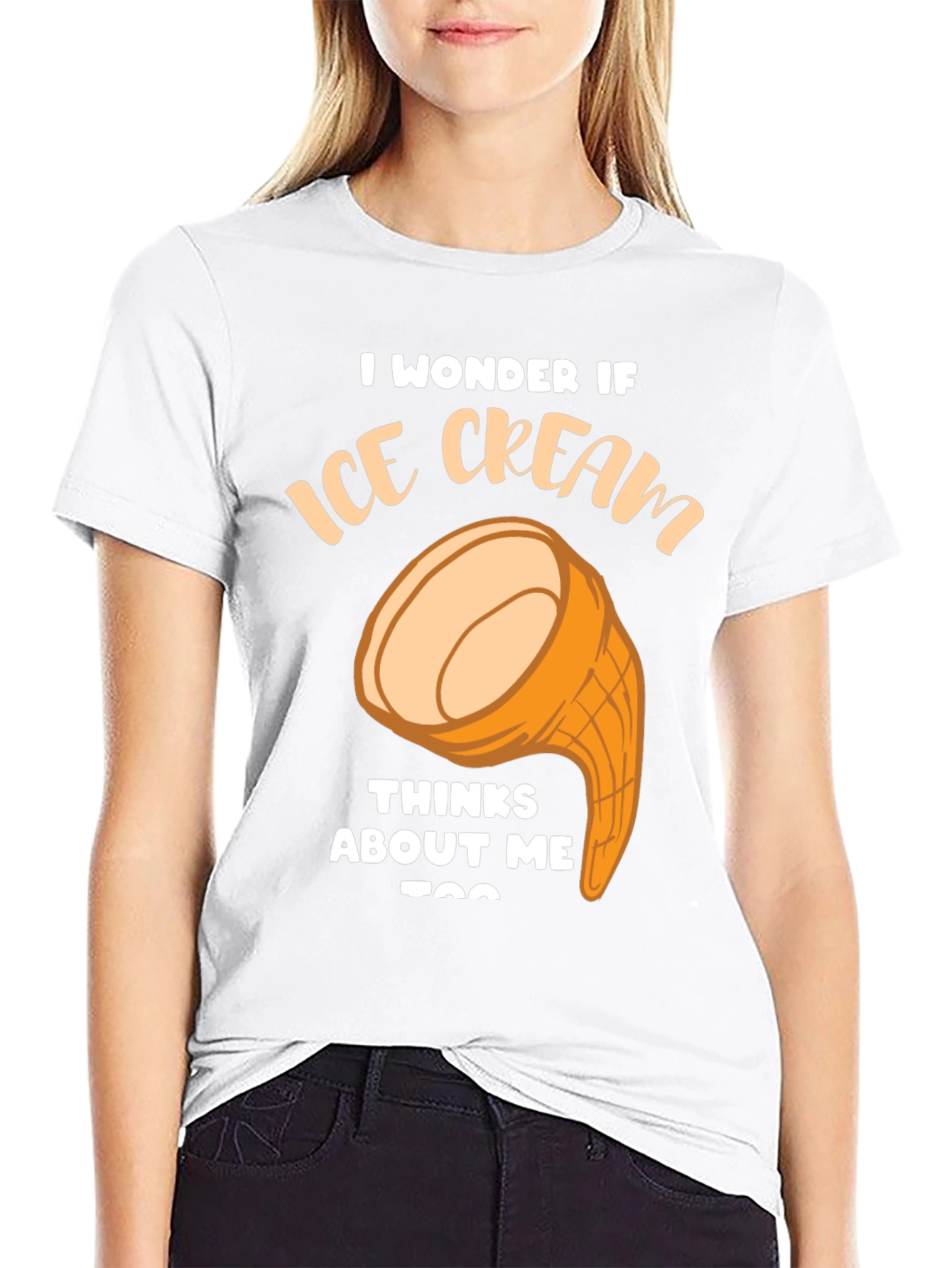 Ice Cream Thinks About Me Funny Graphic T-Shirt
