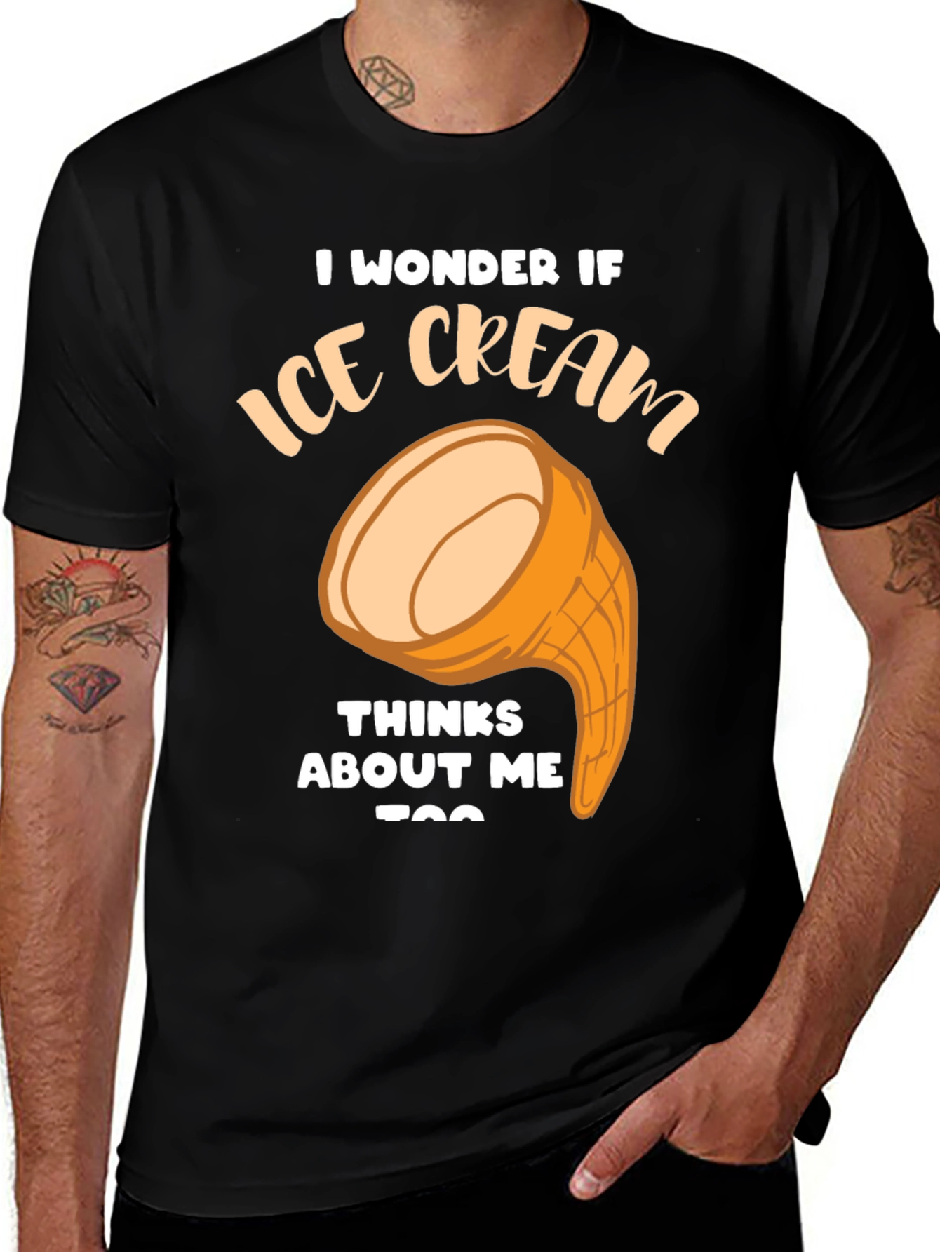 Ice Cream Thinks About Me Funny Graphic T-Shirt