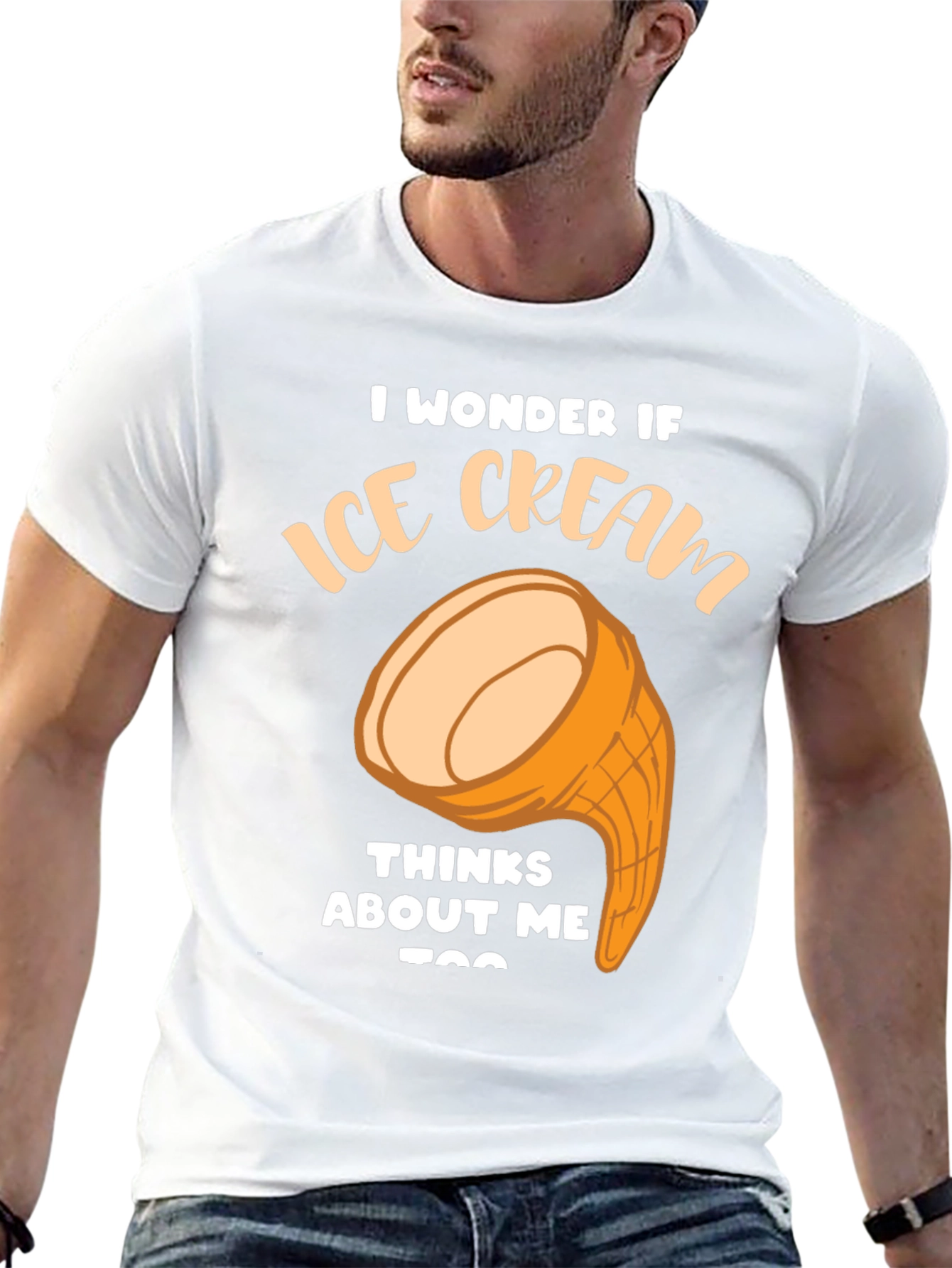 Ice Cream Thinks About Me Funny Graphic T-Shirt
