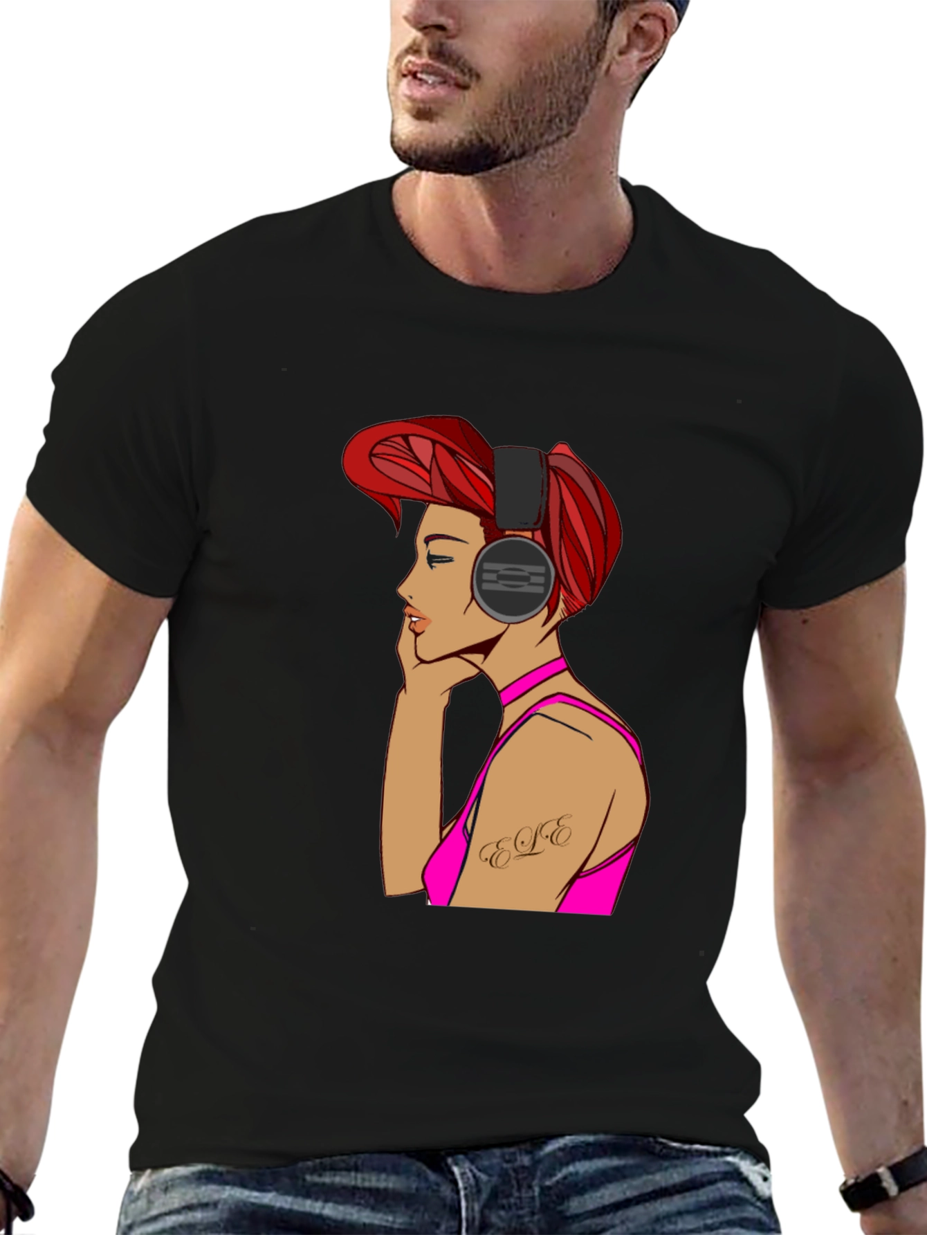 Woman with Headphones Graphic T-Shirt