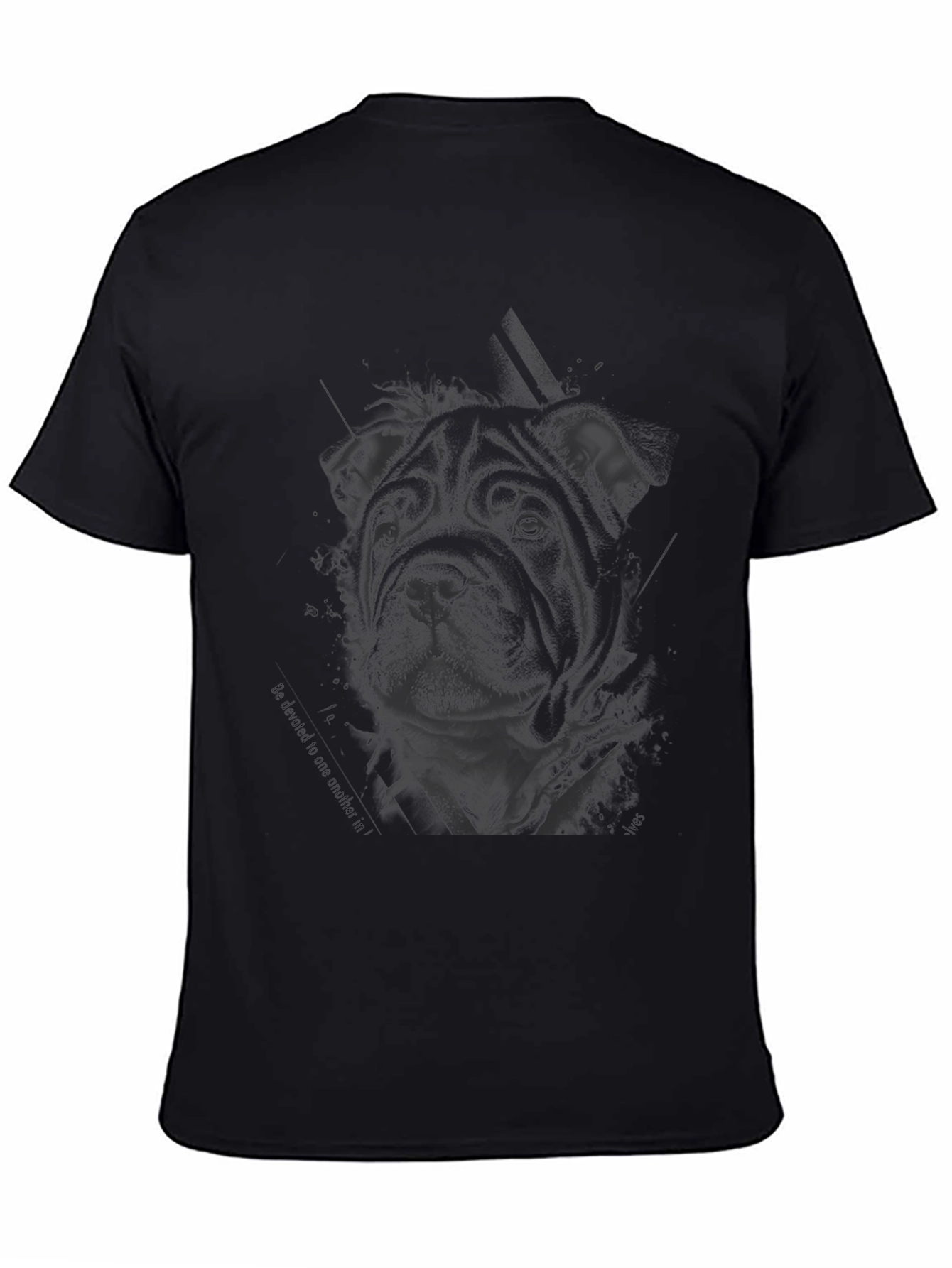 Shar Pei Dog Graphic Print T-Shirt - Black