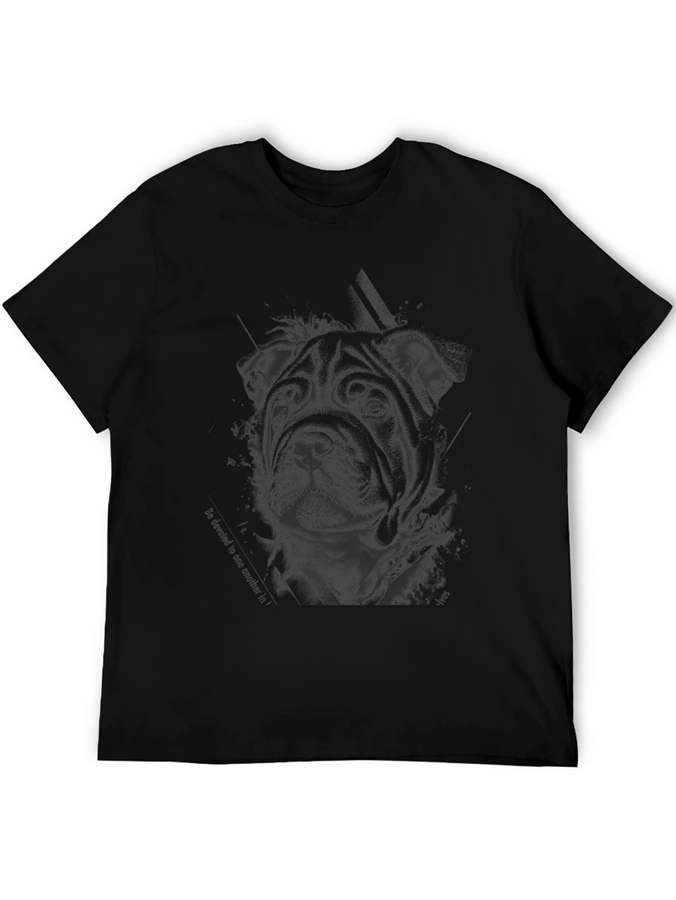 Shar Pei Dog Graphic Print T-Shirt - Black