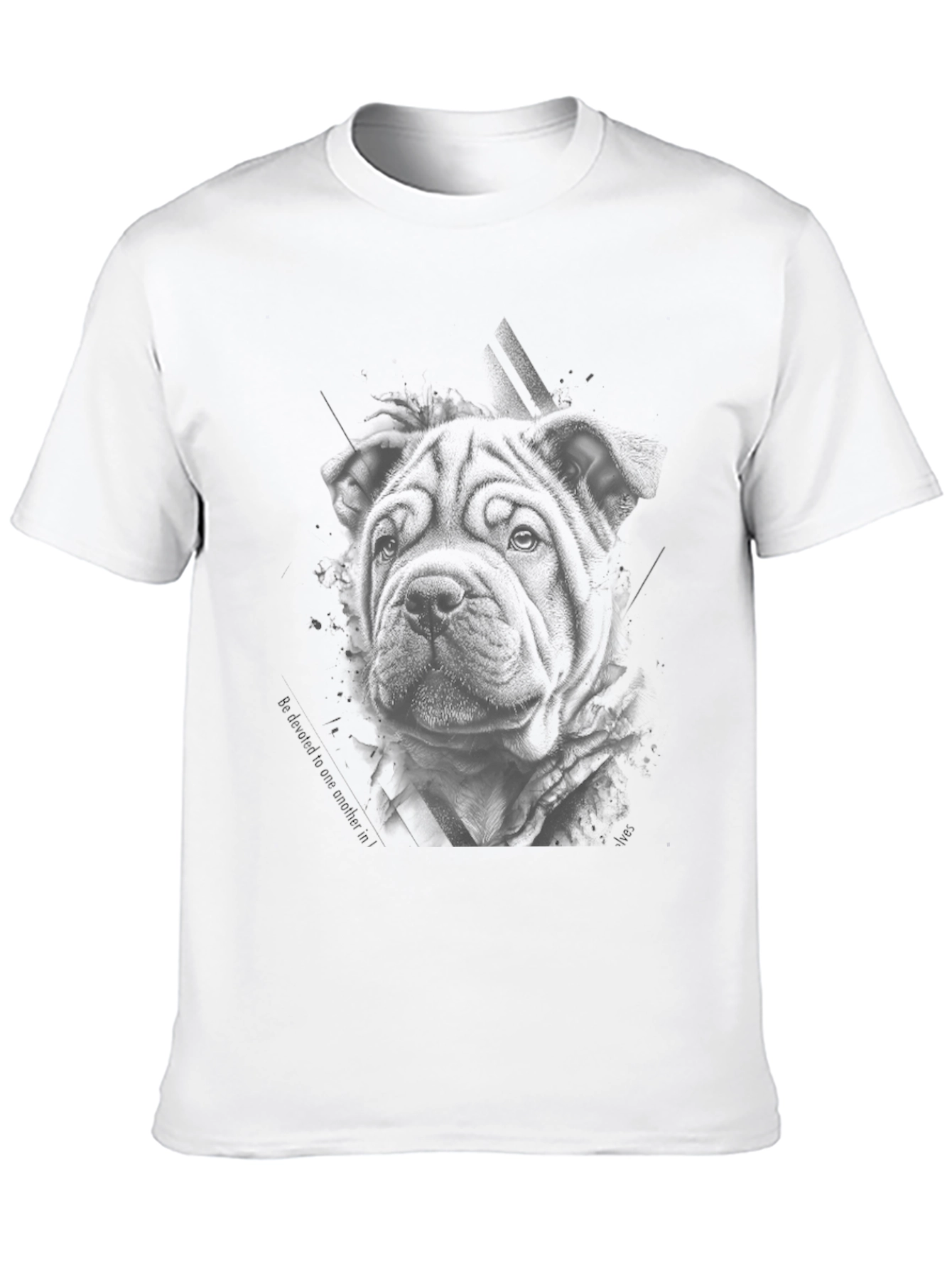 Shar Pei Dog Graphic Print T-Shirt - Black