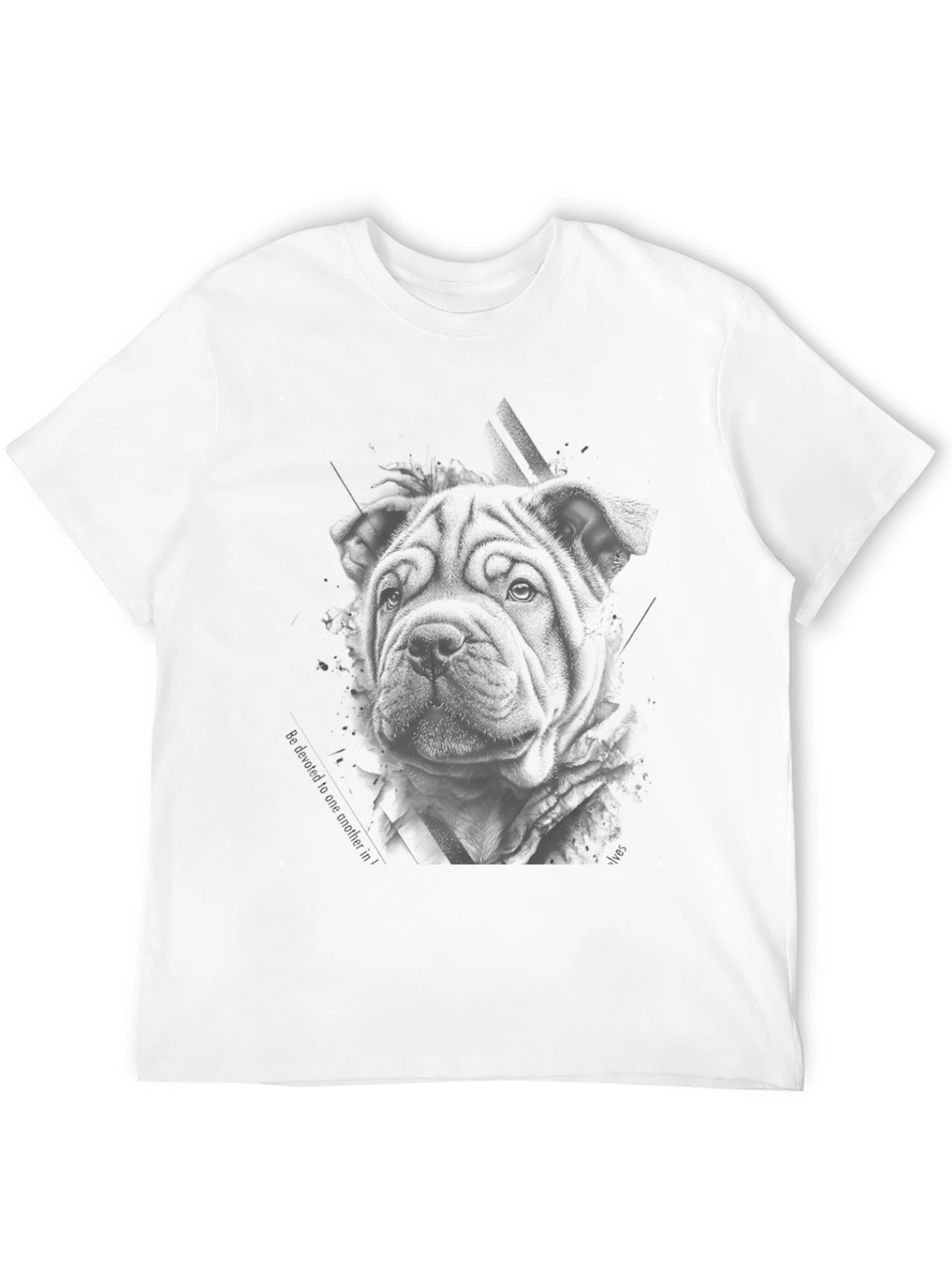 Shar Pei Dog Graphic Print T-Shirt - Black