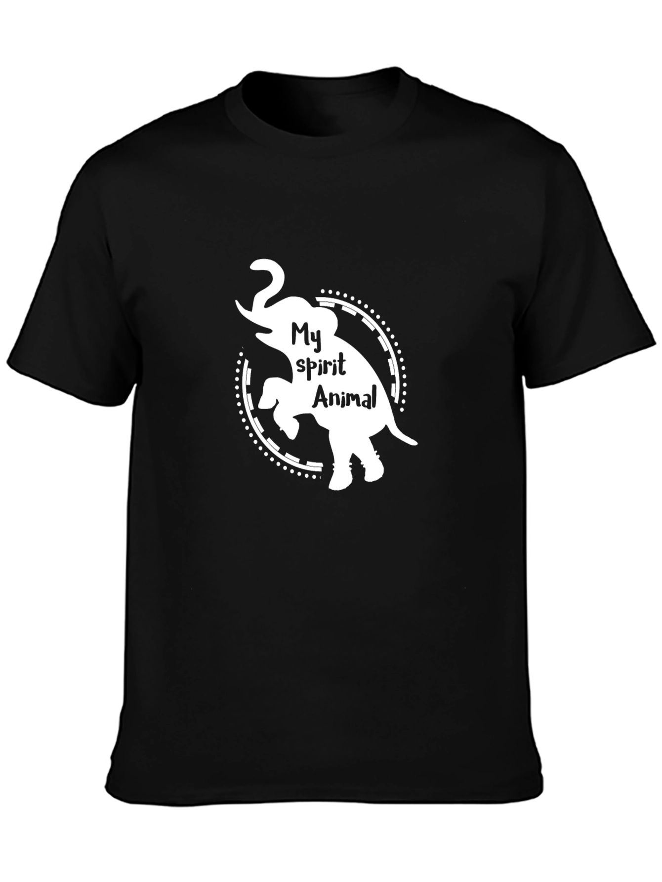 Elephant Spirit Animal T-Shirt - Black Crew Neck Tee