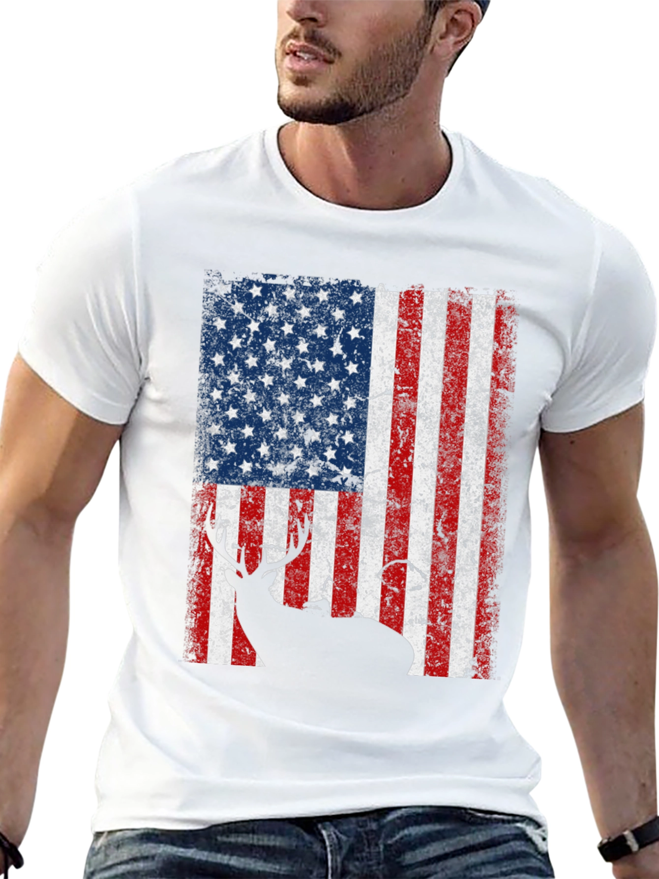 American Flag Deer Graphic Tee