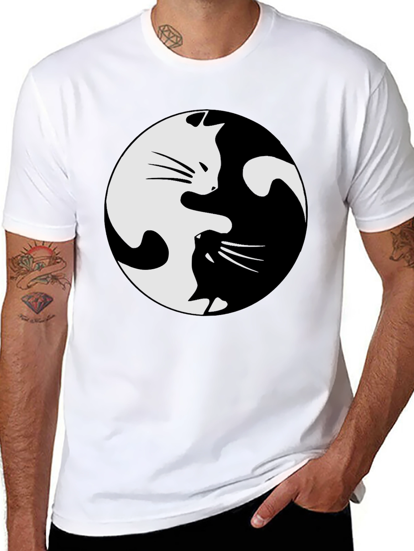 Yin Yang Cat T-Shirt - Balance and Style!