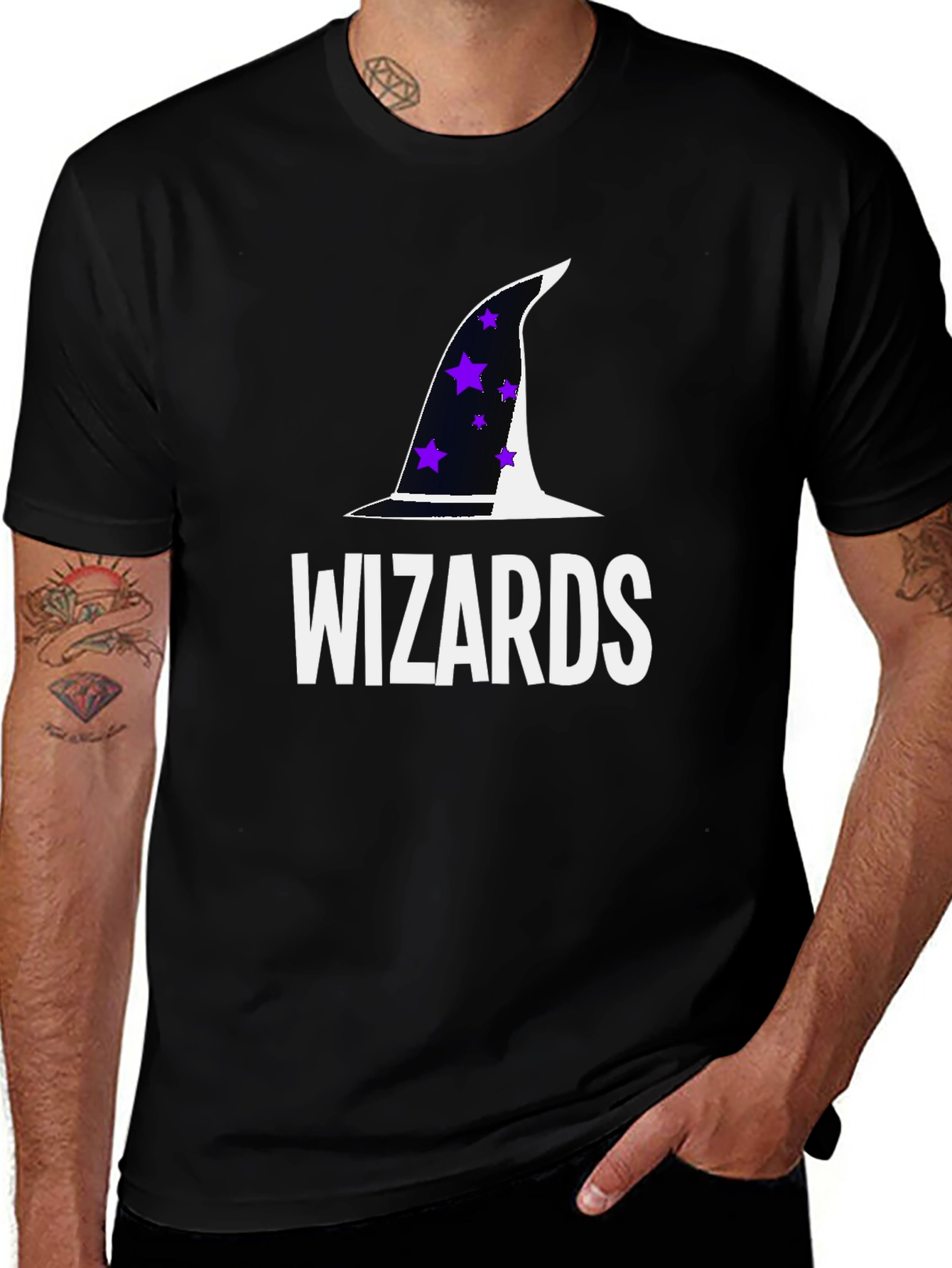 Wizards T-Shirt with Hat Graphic - Soft Cotton Tee
