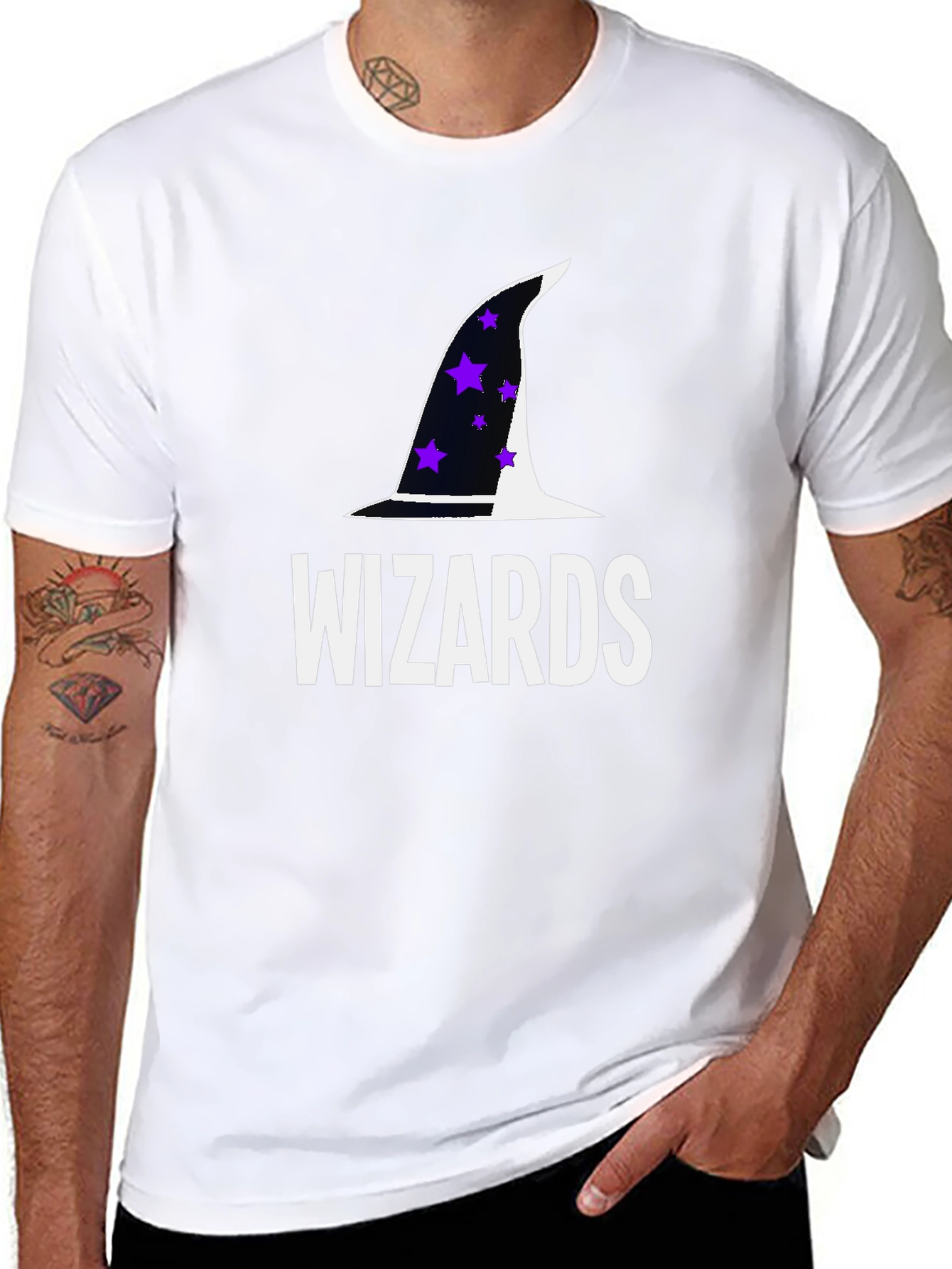 Wizards T-Shirt with Hat Graphic - Soft Cotton Tee